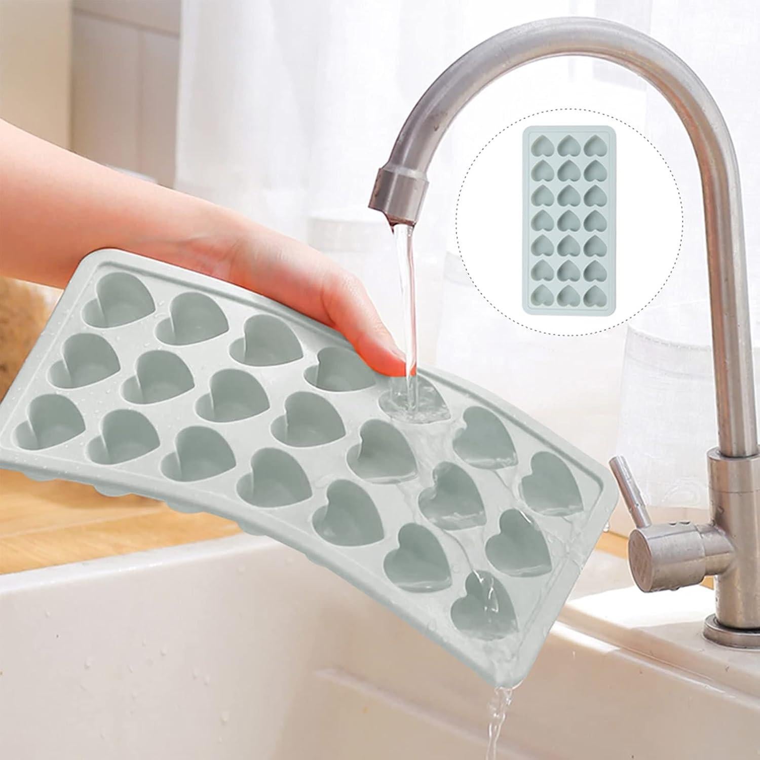 Bandeja de Hielo Silicona BTYMS 21 Cavidades Corazón Azul