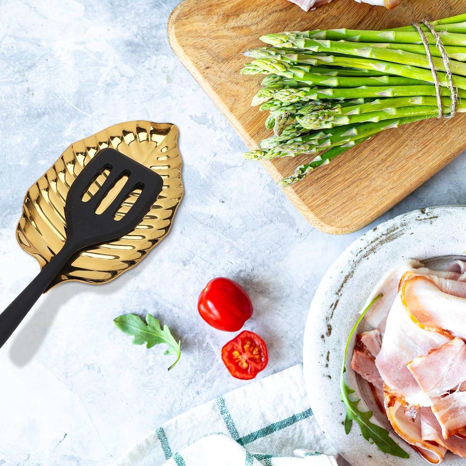 Soporte para cuchara dorado KALIONE 17x10cm acero inoxidable