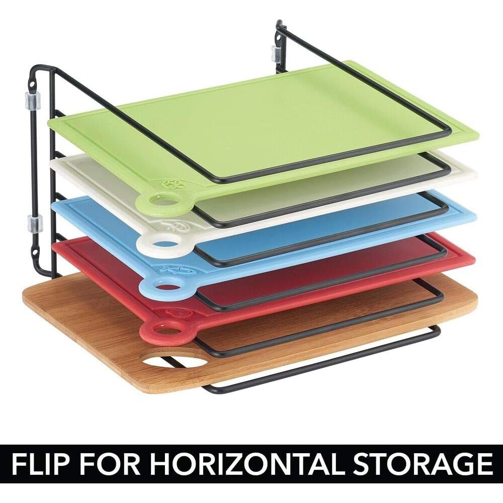 mDesign Soporte para Sartenes y Tapas - Estante de Cocina Negro