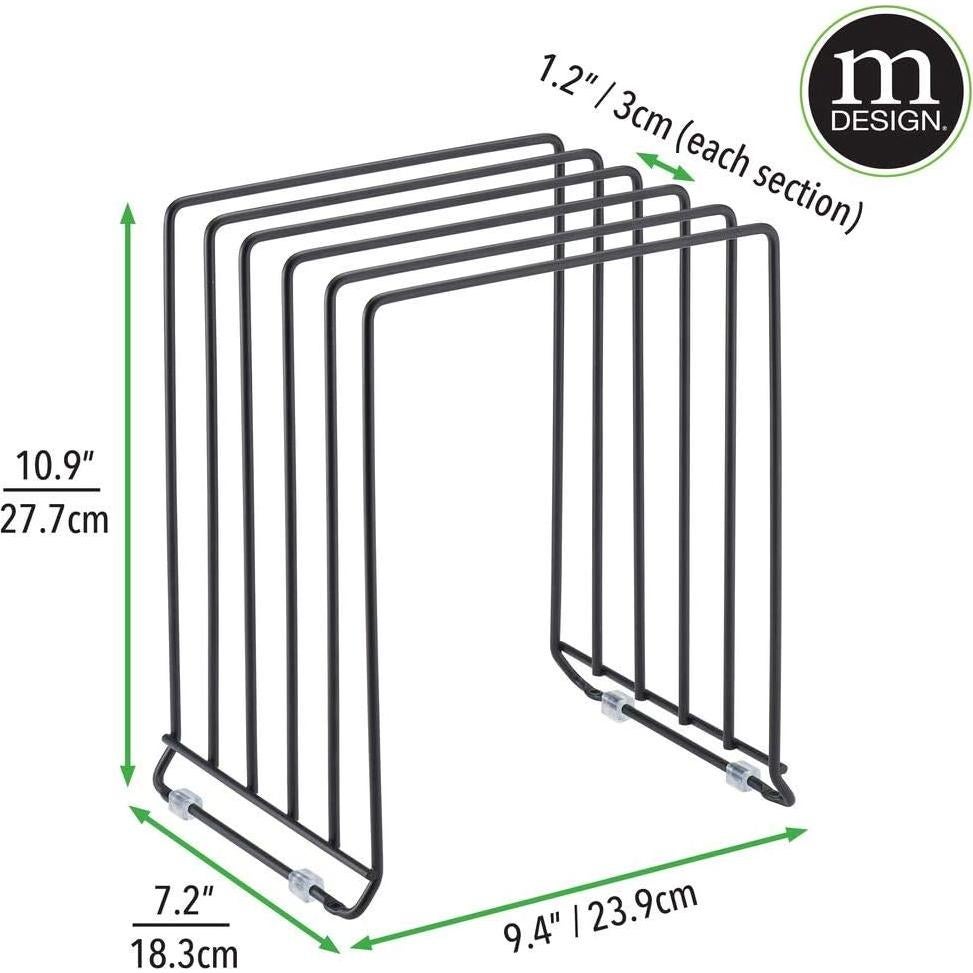 mDesign Soporte para Sartenes y Tapas - Estante de Cocina Negro