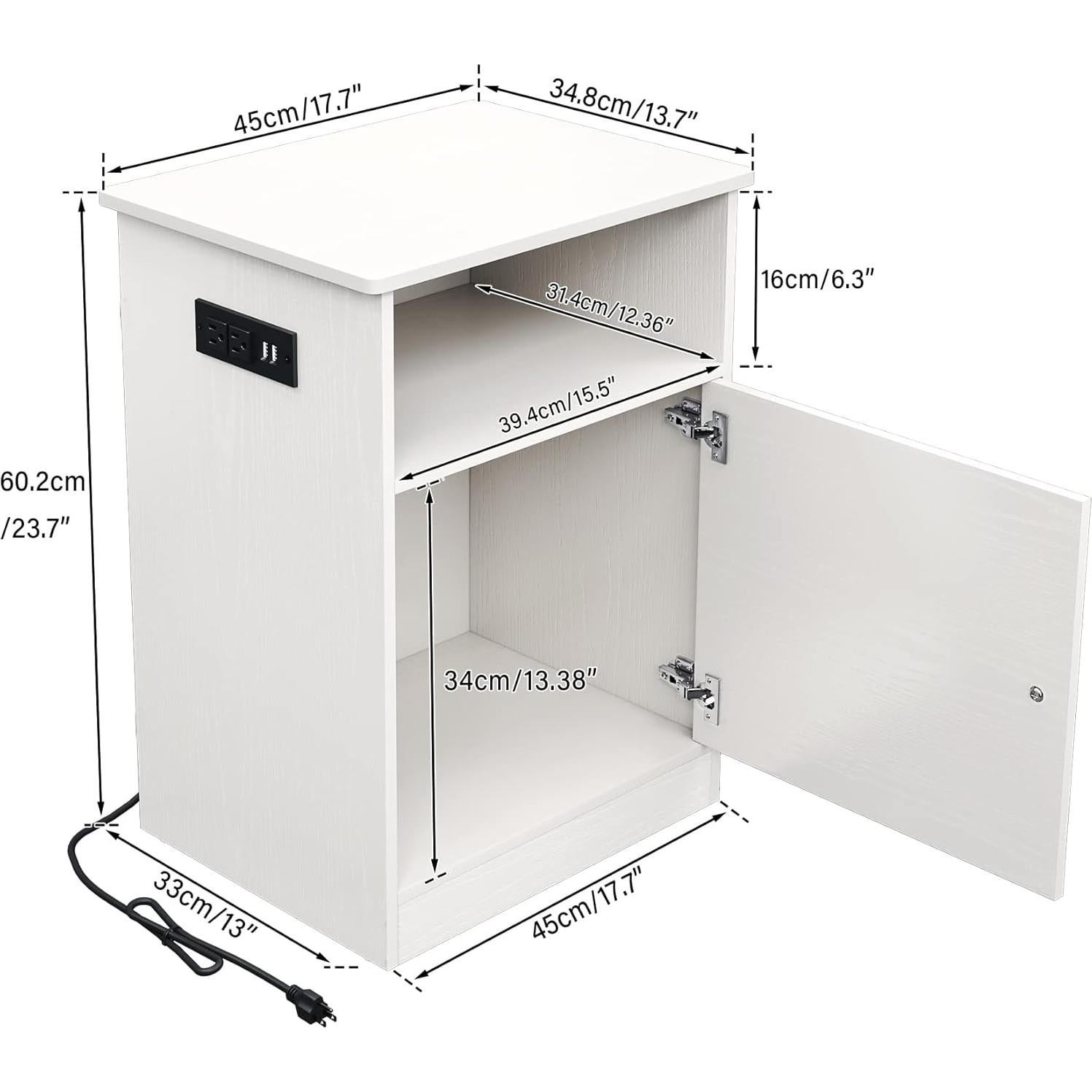 Mesa de Noche TC-HOMENY con Carga USB y Estante