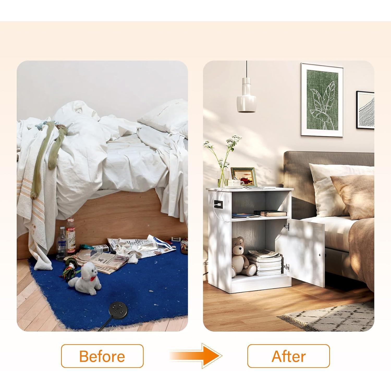 Mesa de Noche TC-HOMENY con Carga USB y Estante