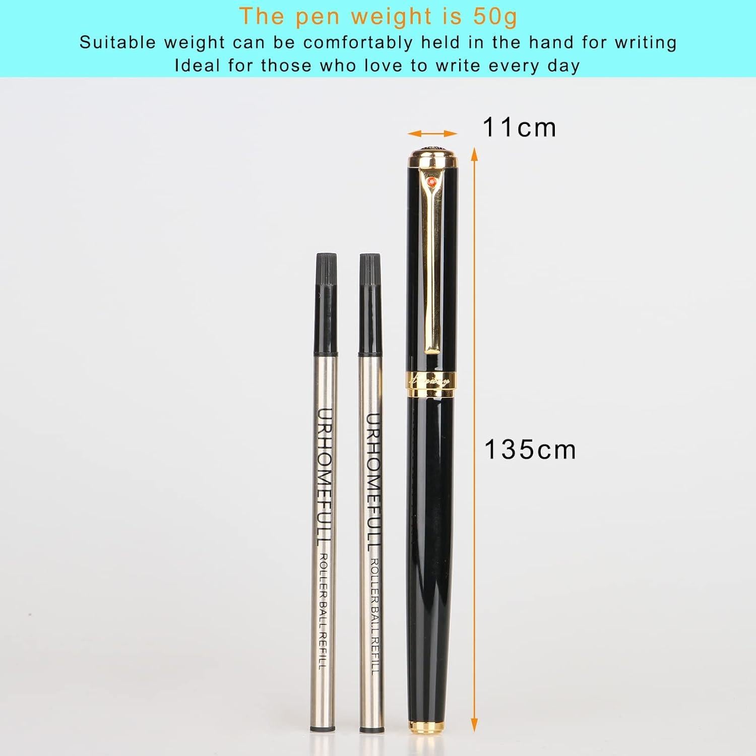 Bolígrafo de lujo Urhomefull negro con trim de oro 24K