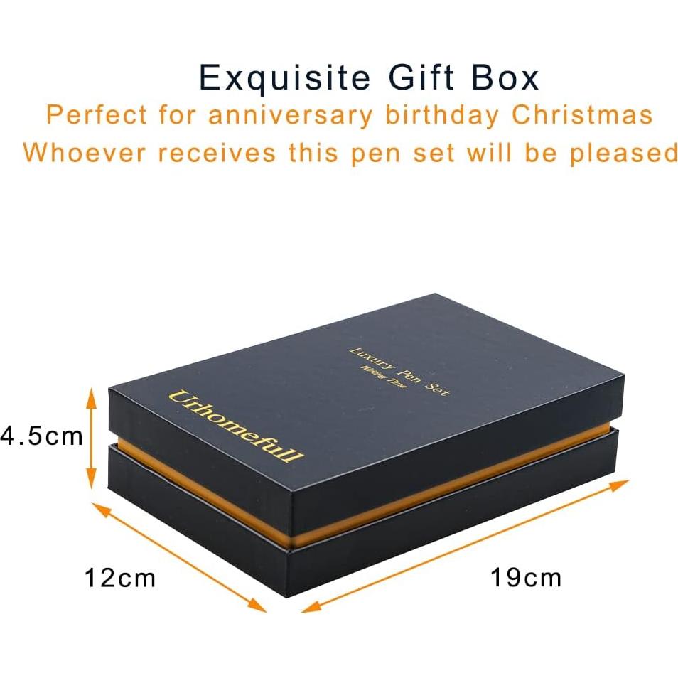 Bolígrafo de lujo Urhomefull negro con trim de oro 24K