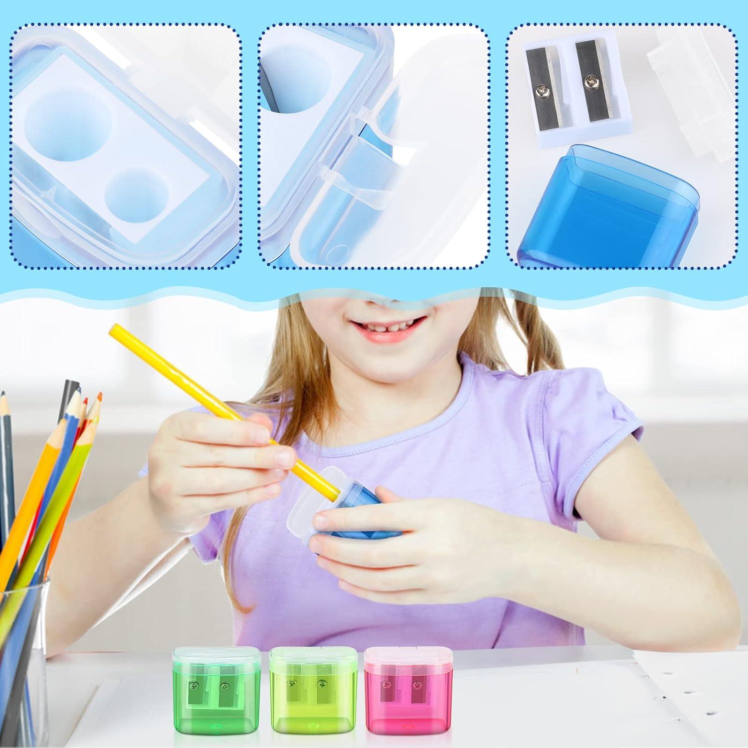 24 Sacapuntas Manuales Doble Orificio Hxezoc Colores Variados