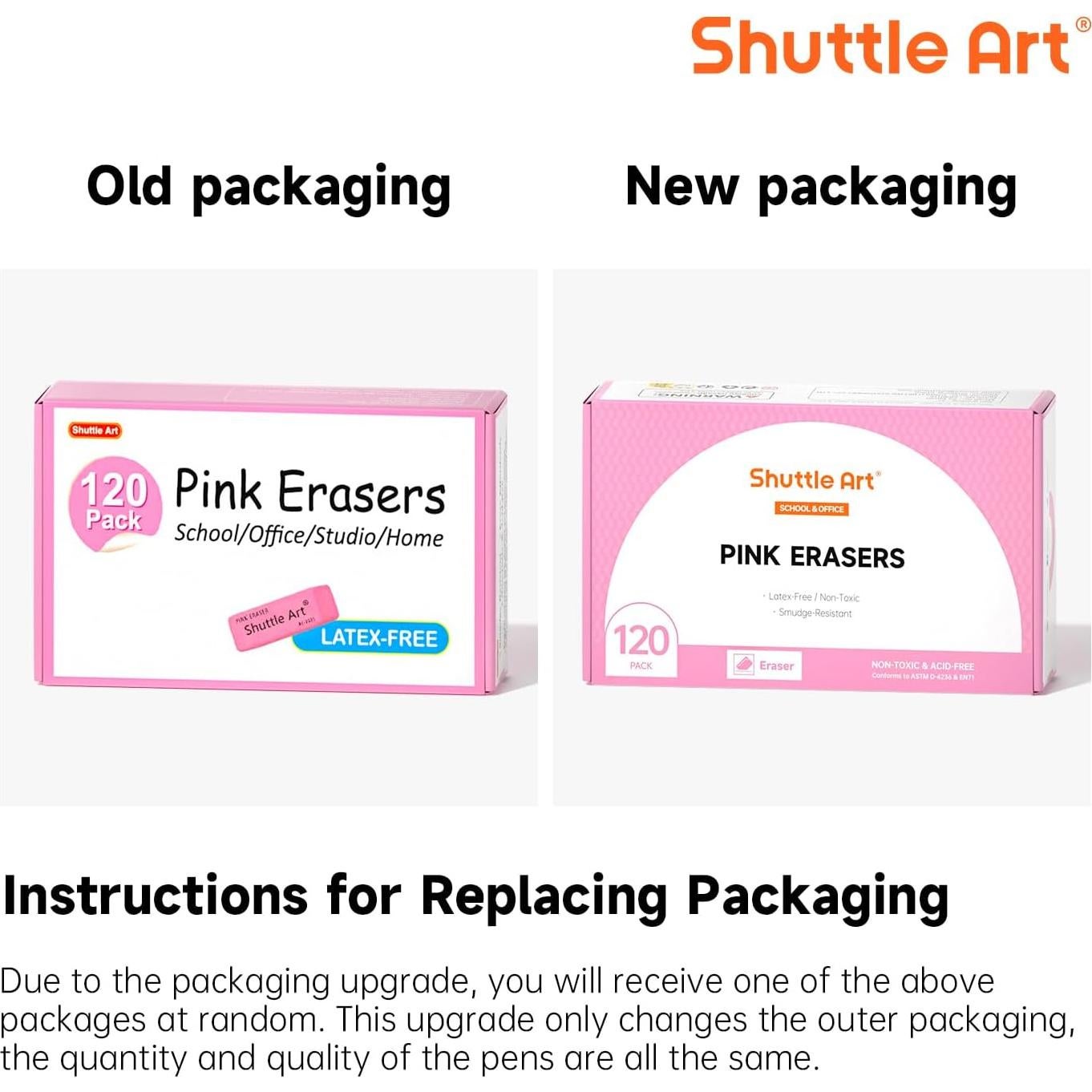 Borradores Rosados Shuttle Art - Paquete de 120 Unidades