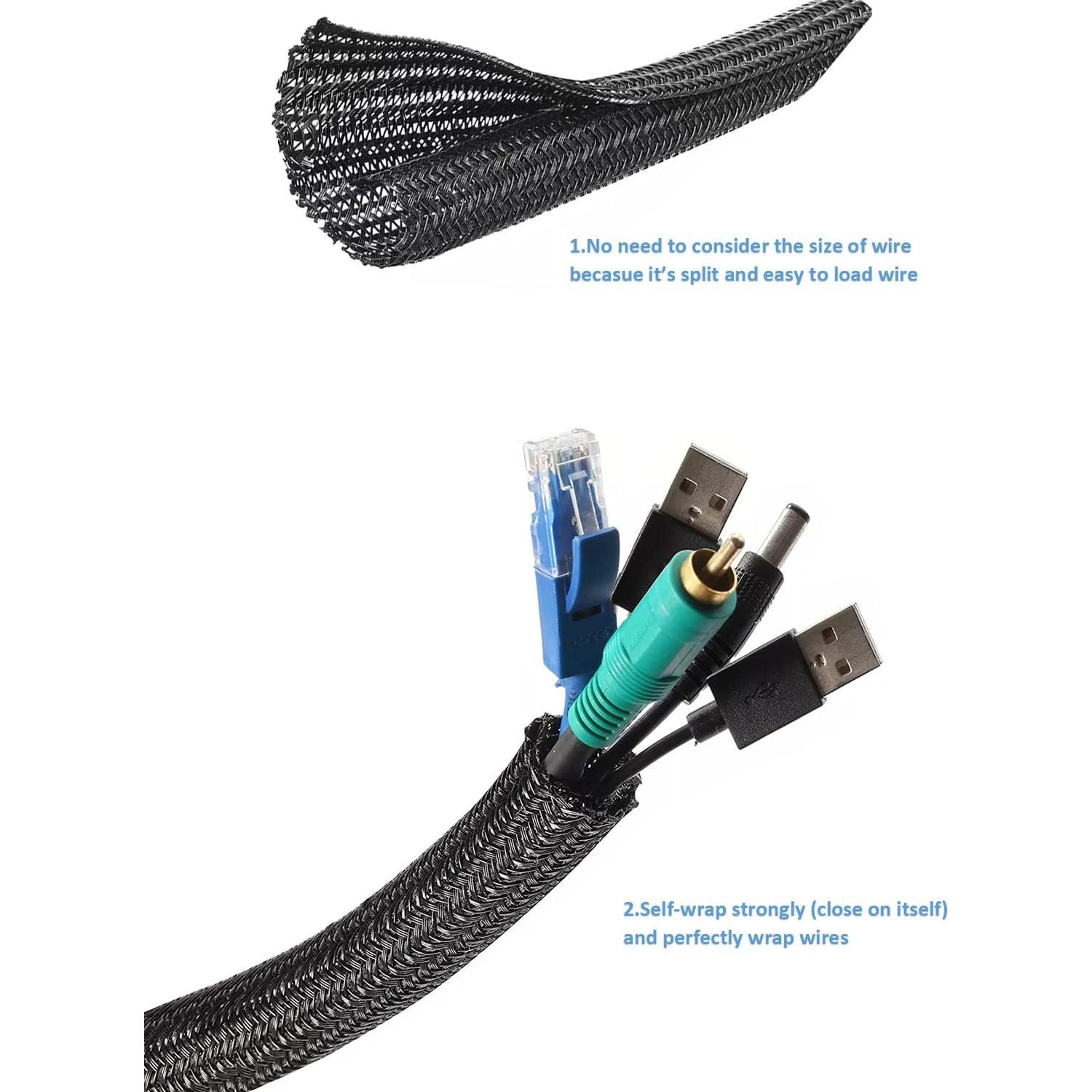 Manga de Cable 3m Hibucuo Negra 1.27cm Protector de Cordones