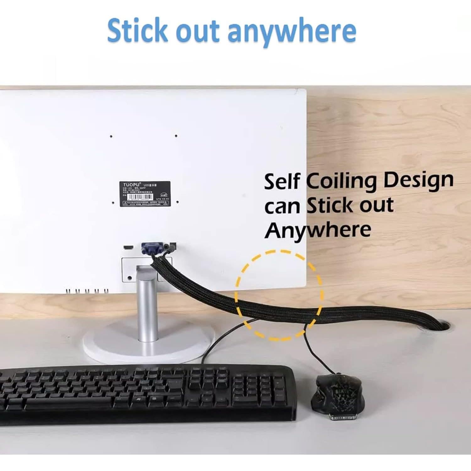 Manga de Cable 3m Hibucuo Negra 1.27cm Protector de Cordones