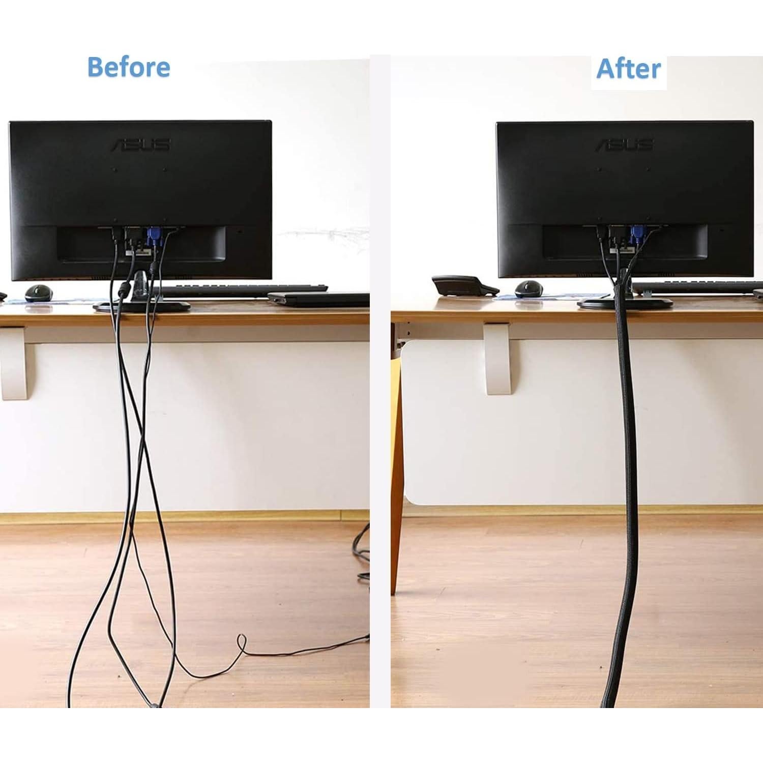 Manga de Cable 3m Hibucuo Negra 1.27cm Protector de Cordones