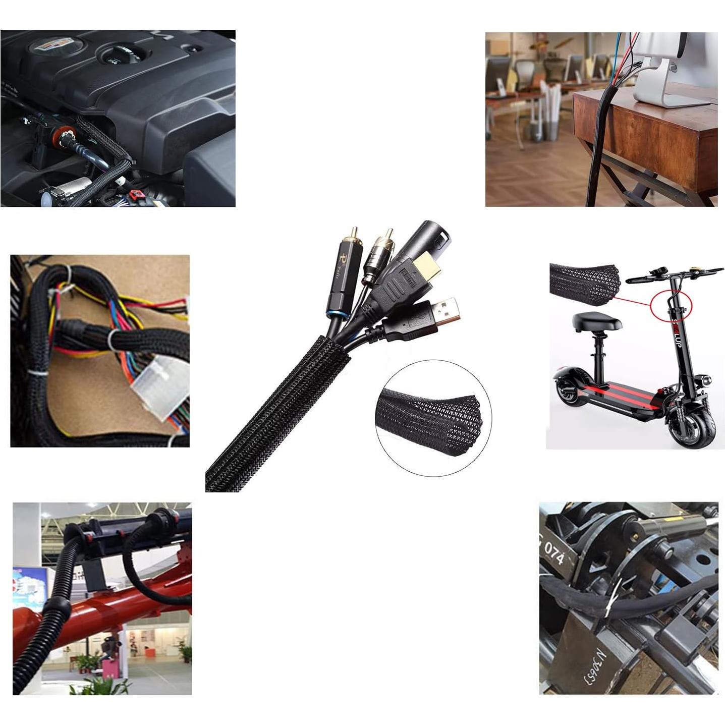 Manga de Cable 3m Hibucuo Negra 1.27cm Protector de Cordones