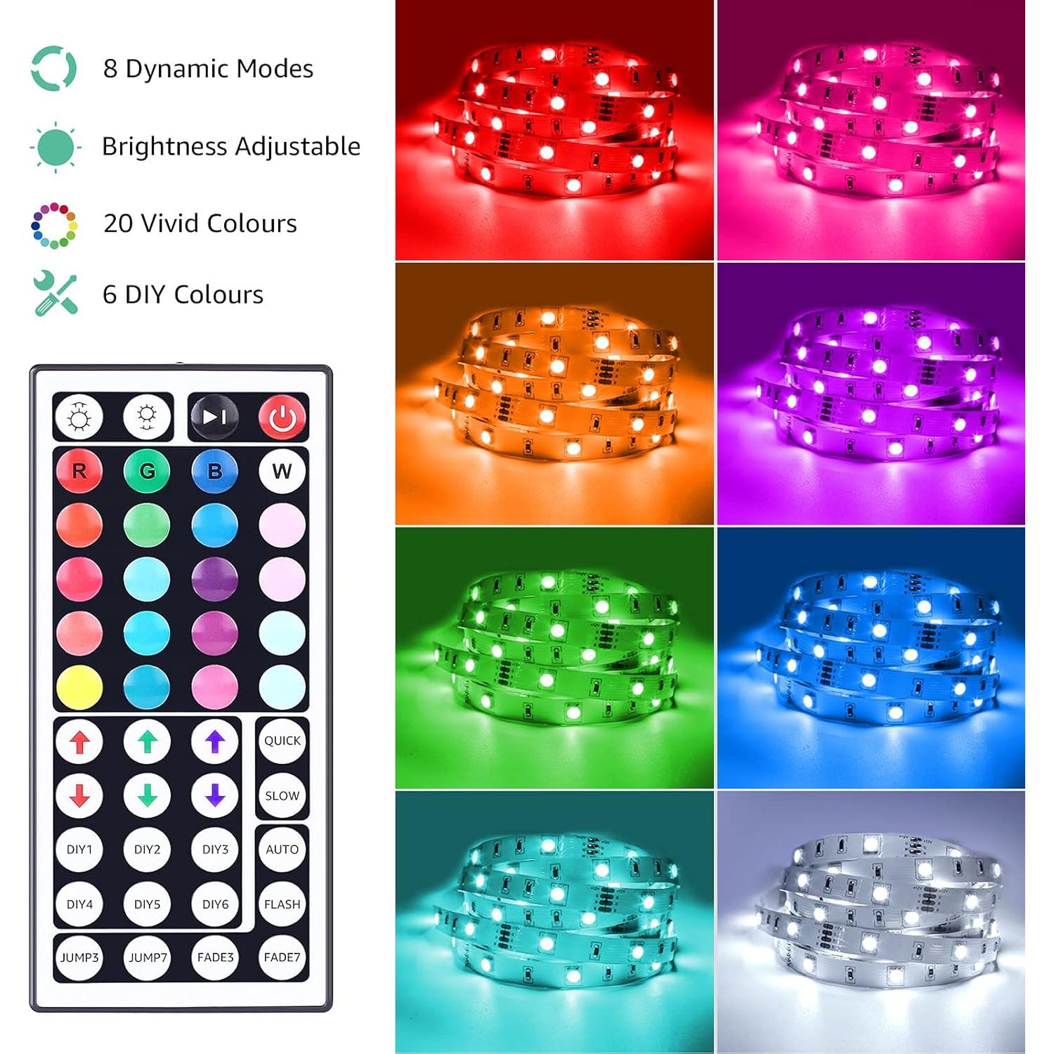Tira LED RGB 12m Lepro con control remoto 44 teclas 24V