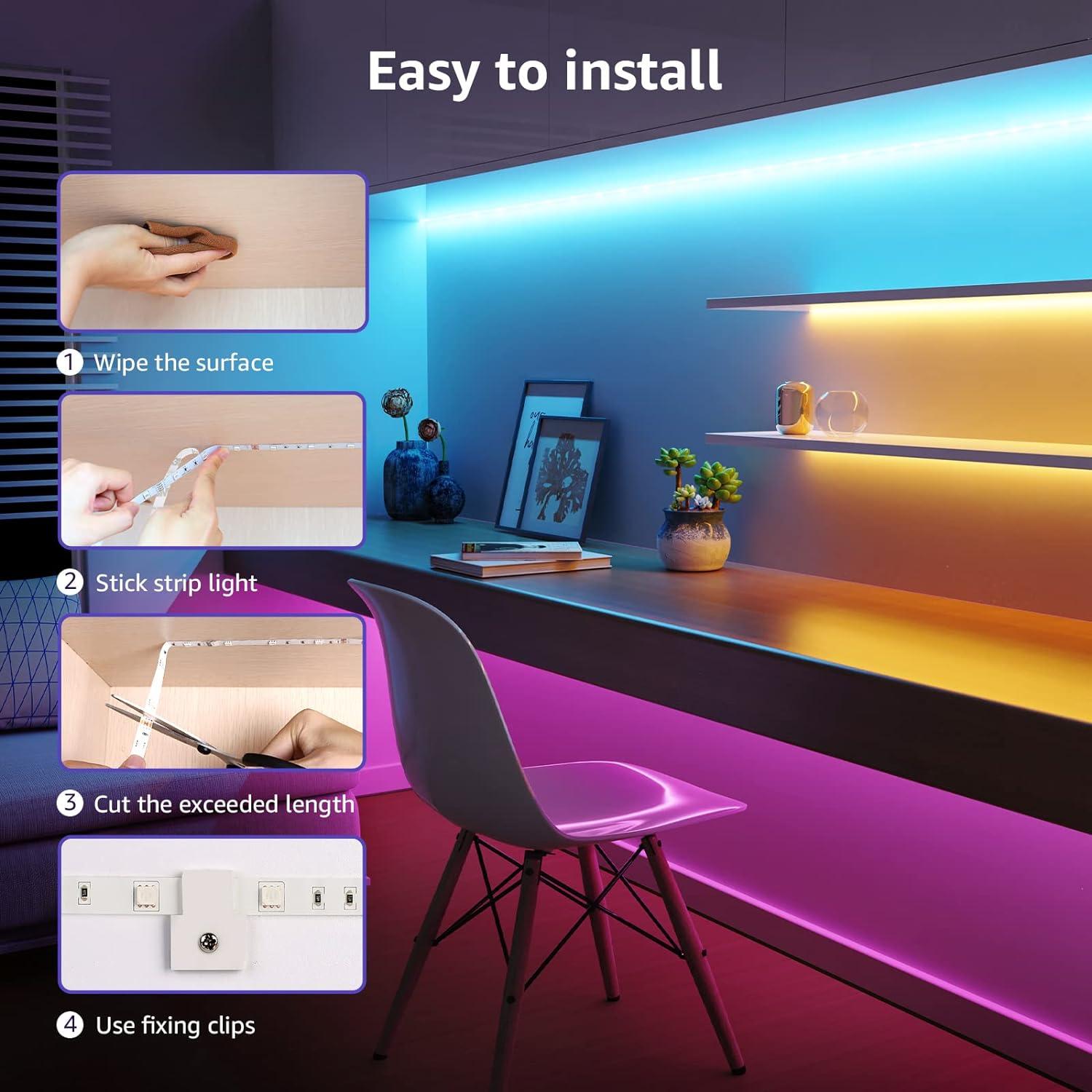 Tira LED RGB 12m Lepro con control remoto 44 teclas 24V