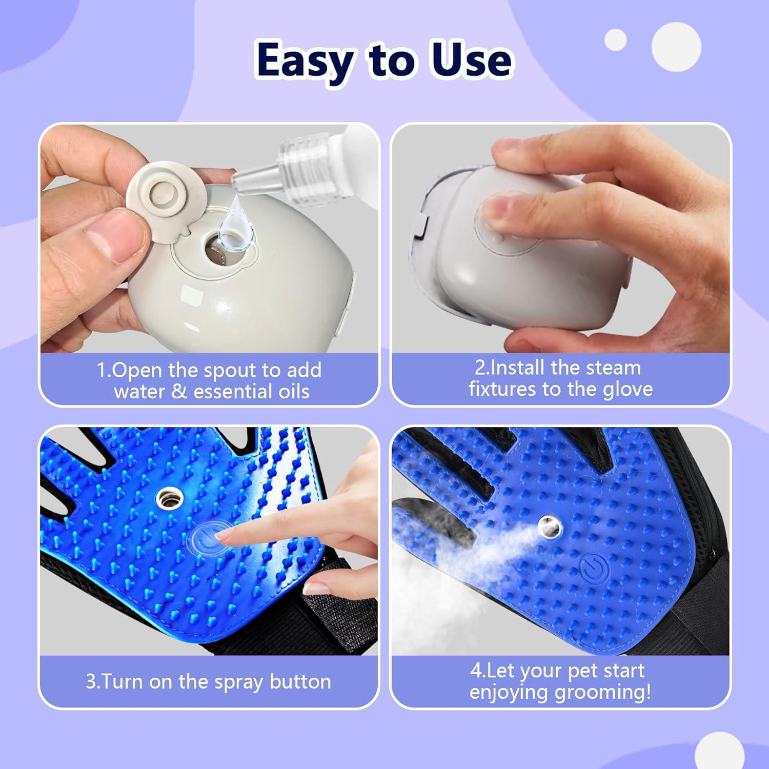 Guantes de Aseo para Mascotas Oiuyamn con Vapor 4 en 1