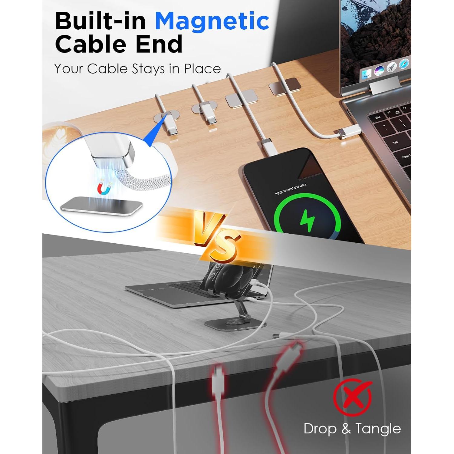 Cable USB C a C Magtame 1.5M con soporte magnético 60W