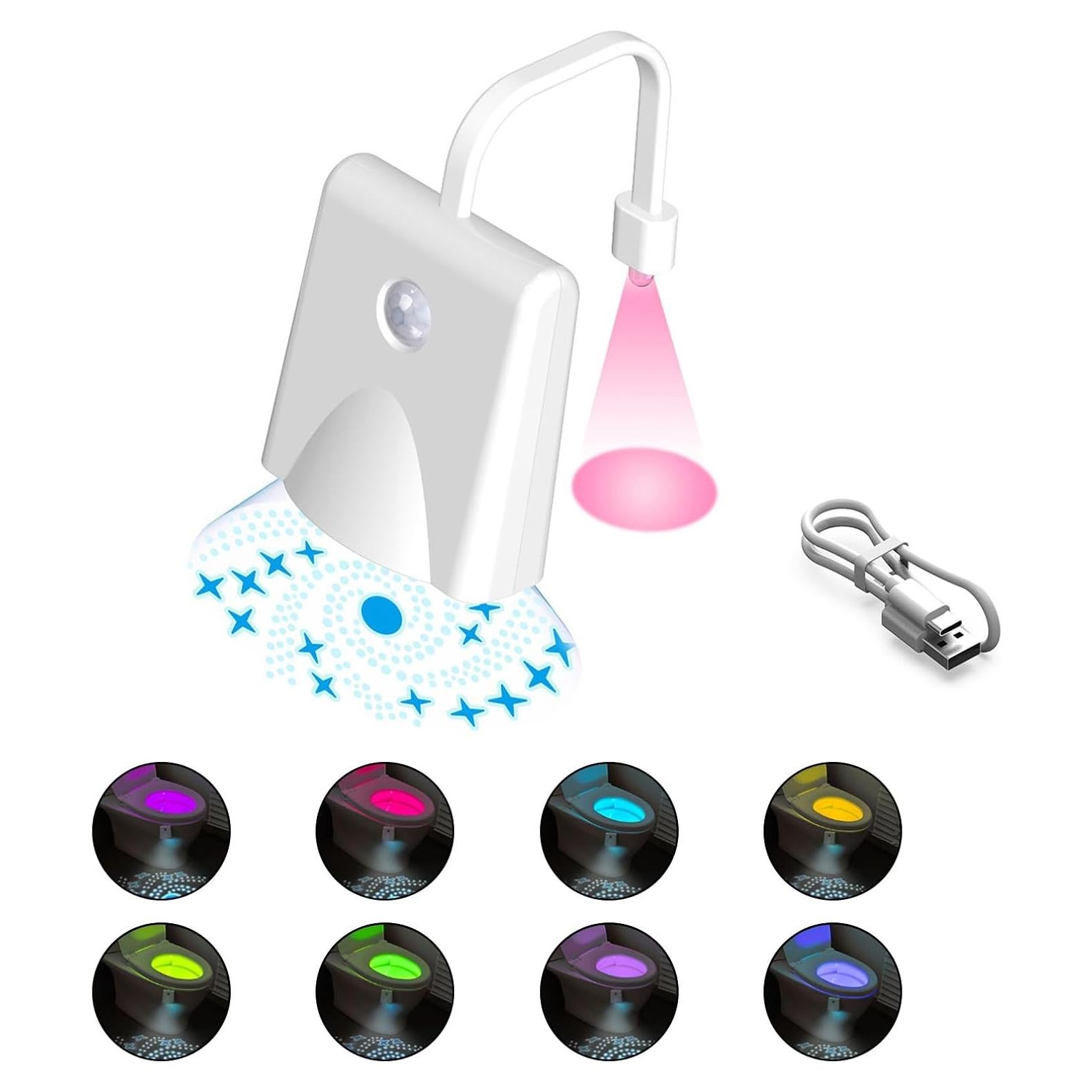 Luz Nocturna LED para Inodoro LEDHOLYT, Recargable, Sensor Movimiento