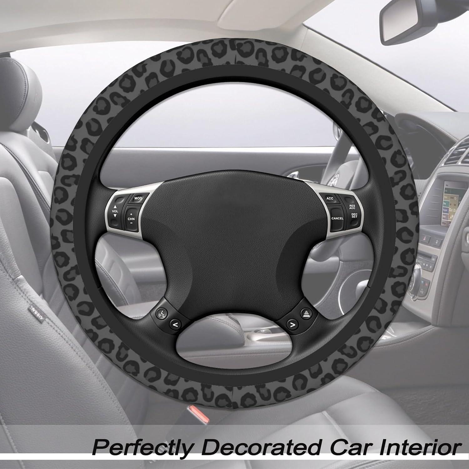 Cubierta de Volante Antideslizante FJyuanqi 38 cm Leopardo