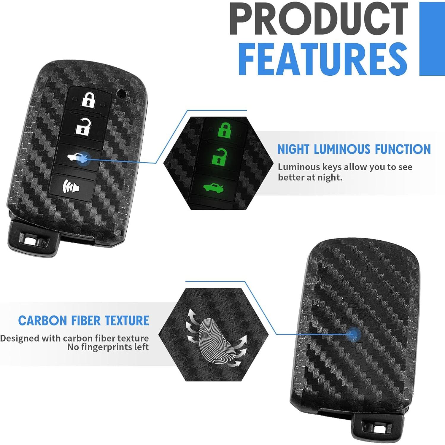 Funda de Llave Silicona Toyota 4 Botones Fibra de Carbono