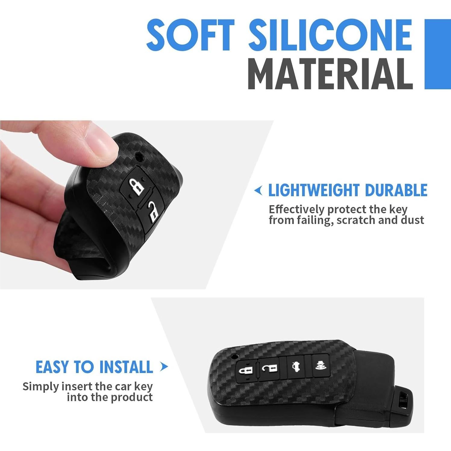 Funda de Llave Silicona Toyota 4 Botones Fibra de Carbono