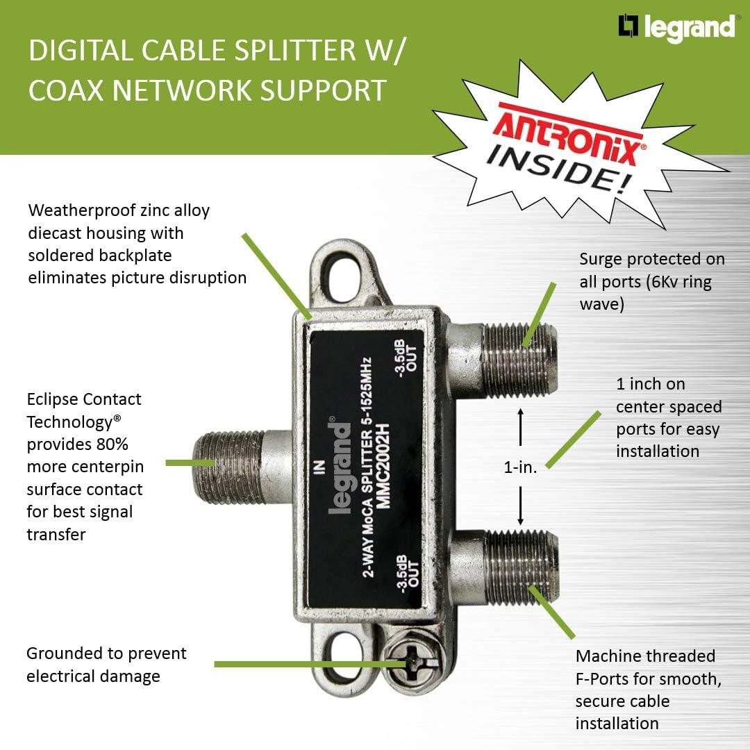 Divisor de Cable Legrand VM2202V1 2 Vías Negro