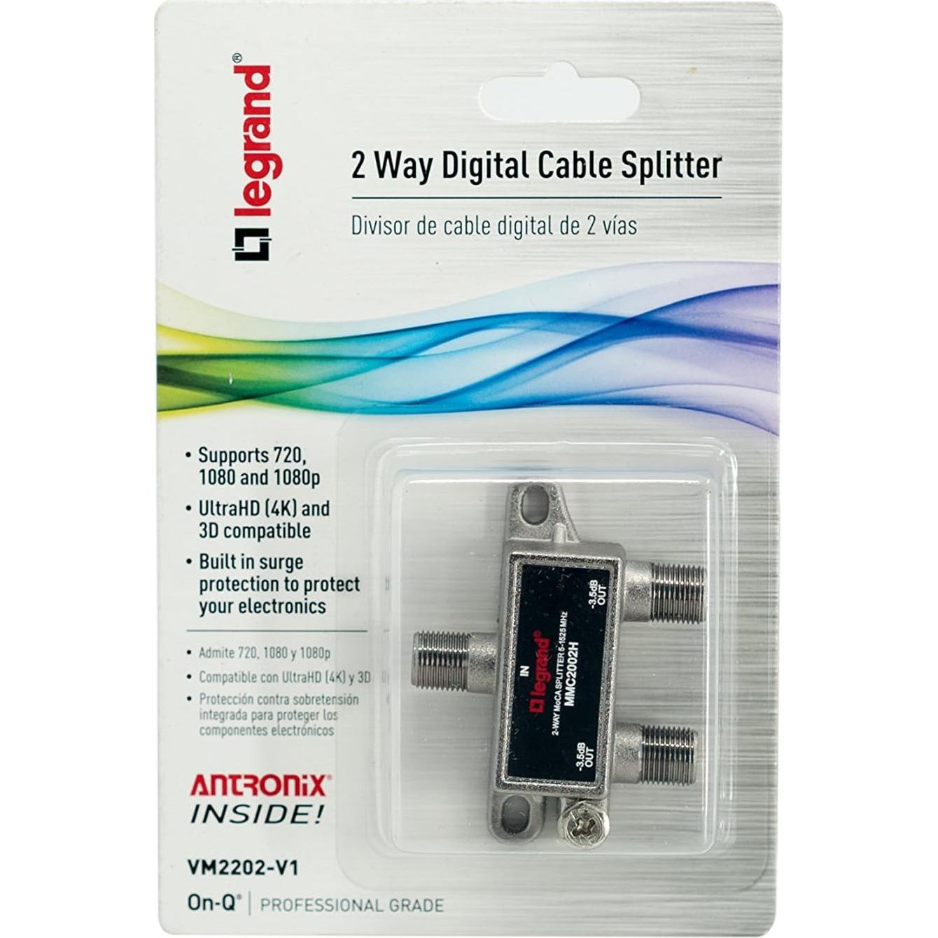 Divisor de Cable Legrand VM2202V1 2 Vías Negro