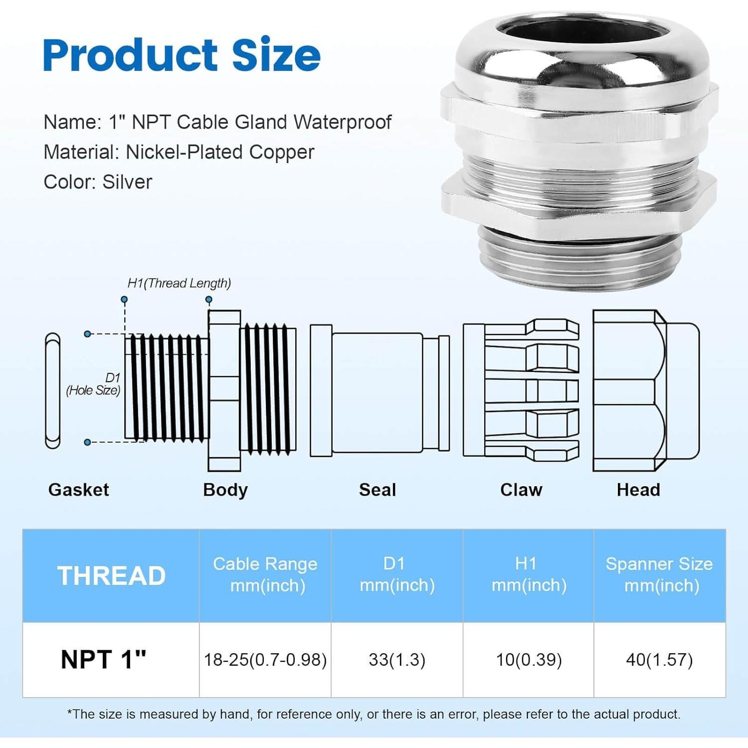 2 Pcs Cable Gland IP68 Ajustable Cobre Niquelado 18-25mm