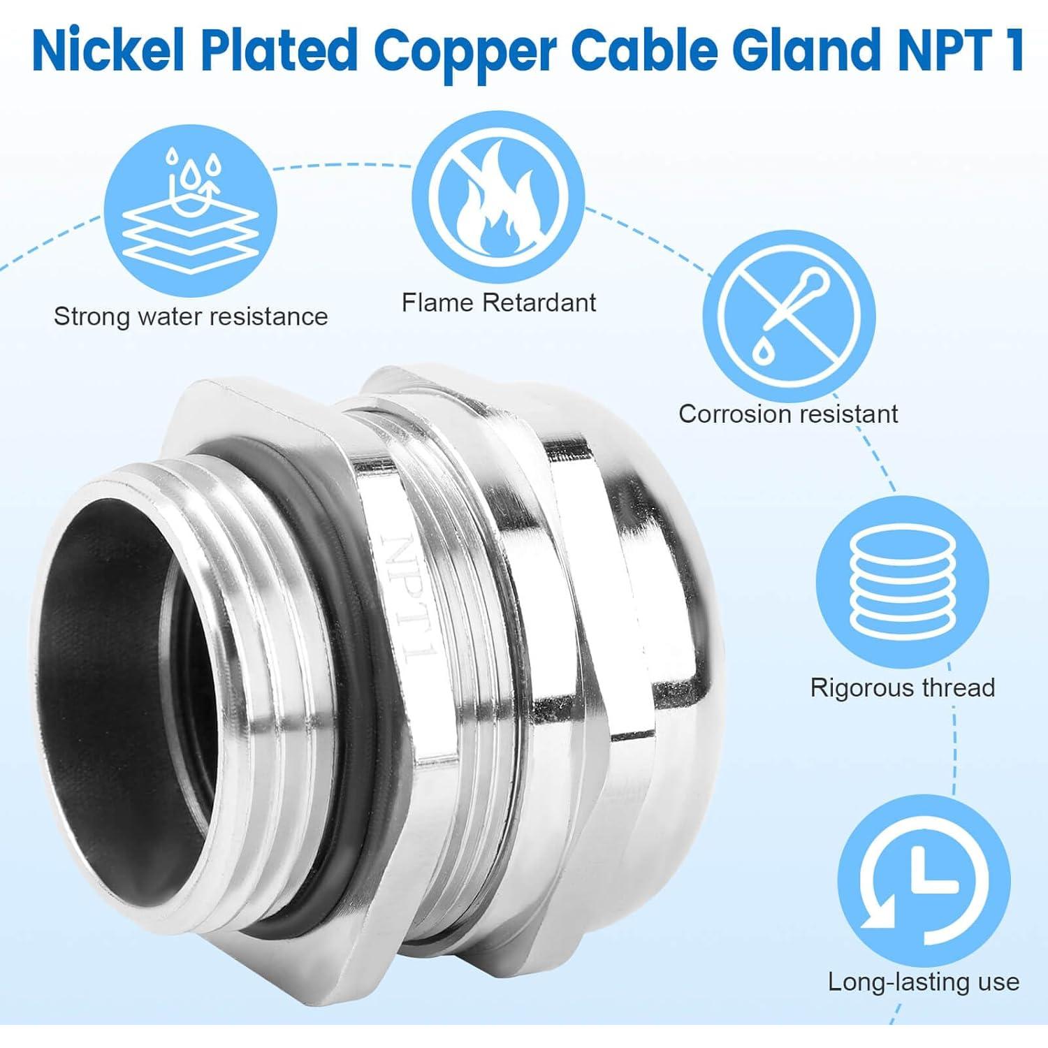 2 Pcs Cable Gland IP68 Ajustable Cobre Niquelado 18-25mm