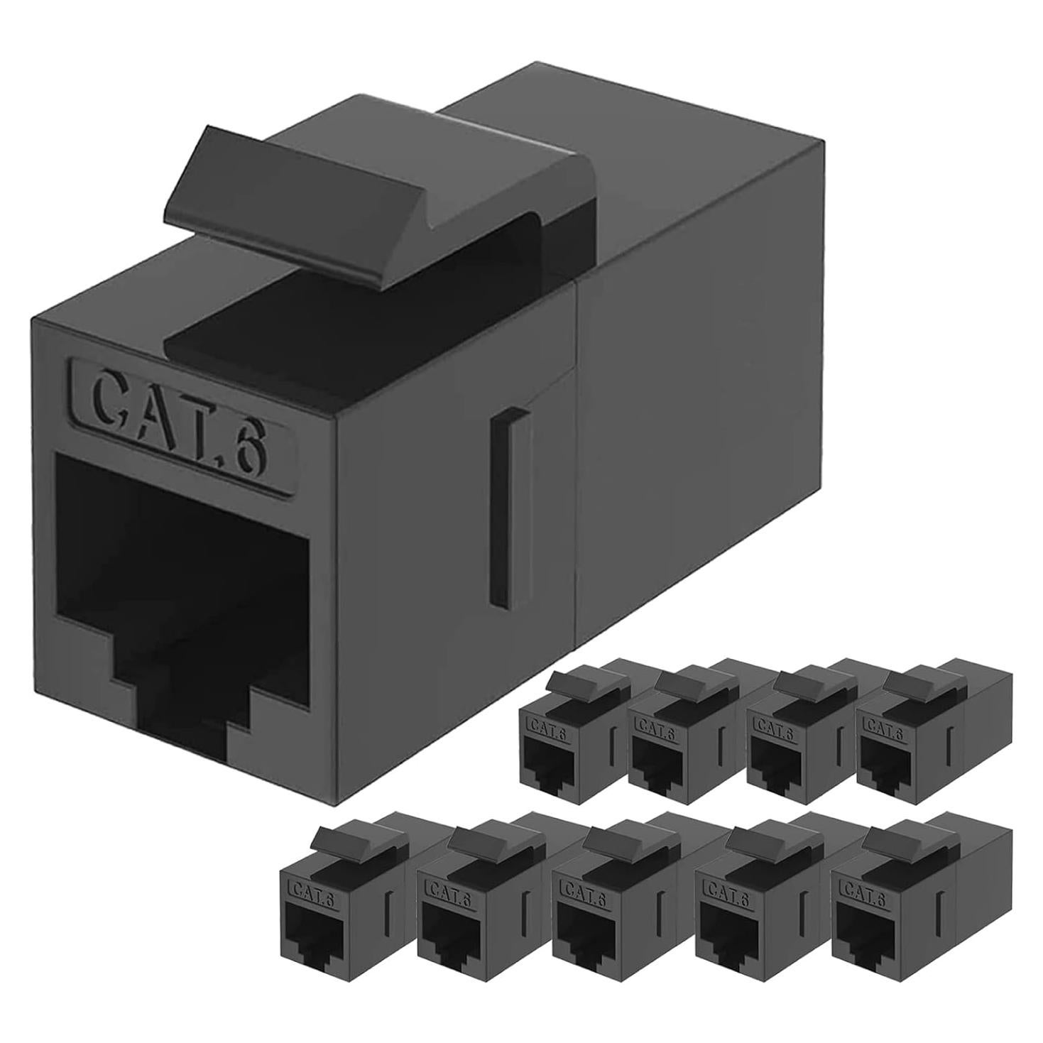 Acoplador Keystone Cat6 RJ45 Tedgetal 10 Unidades Negro