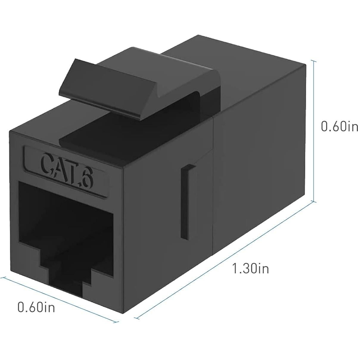 Acoplador Keystone Cat6 RJ45 Tedgetal 10 Unidades Negro