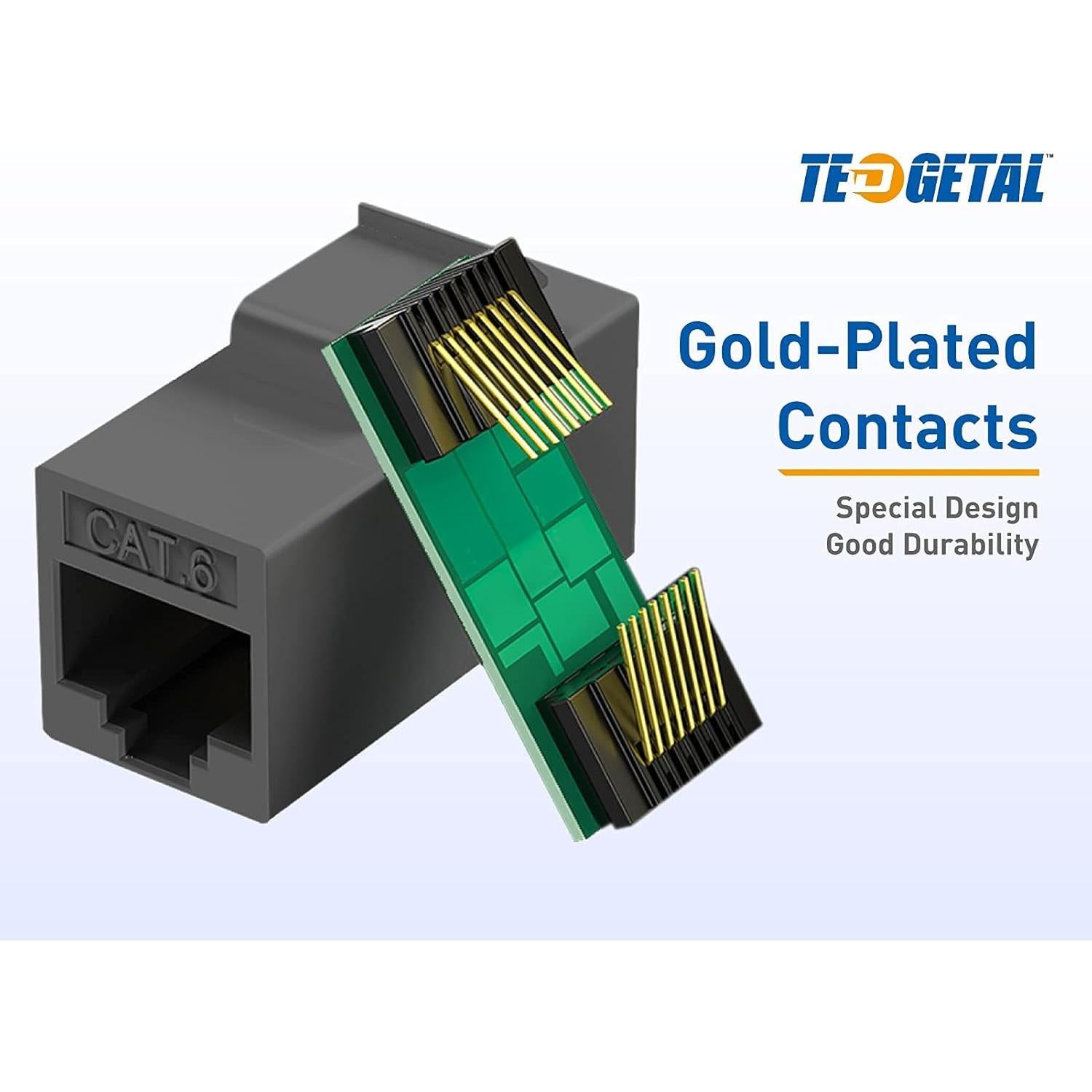 Acoplador Keystone Cat6 RJ45 Tedgetal 10 Unidades Negro