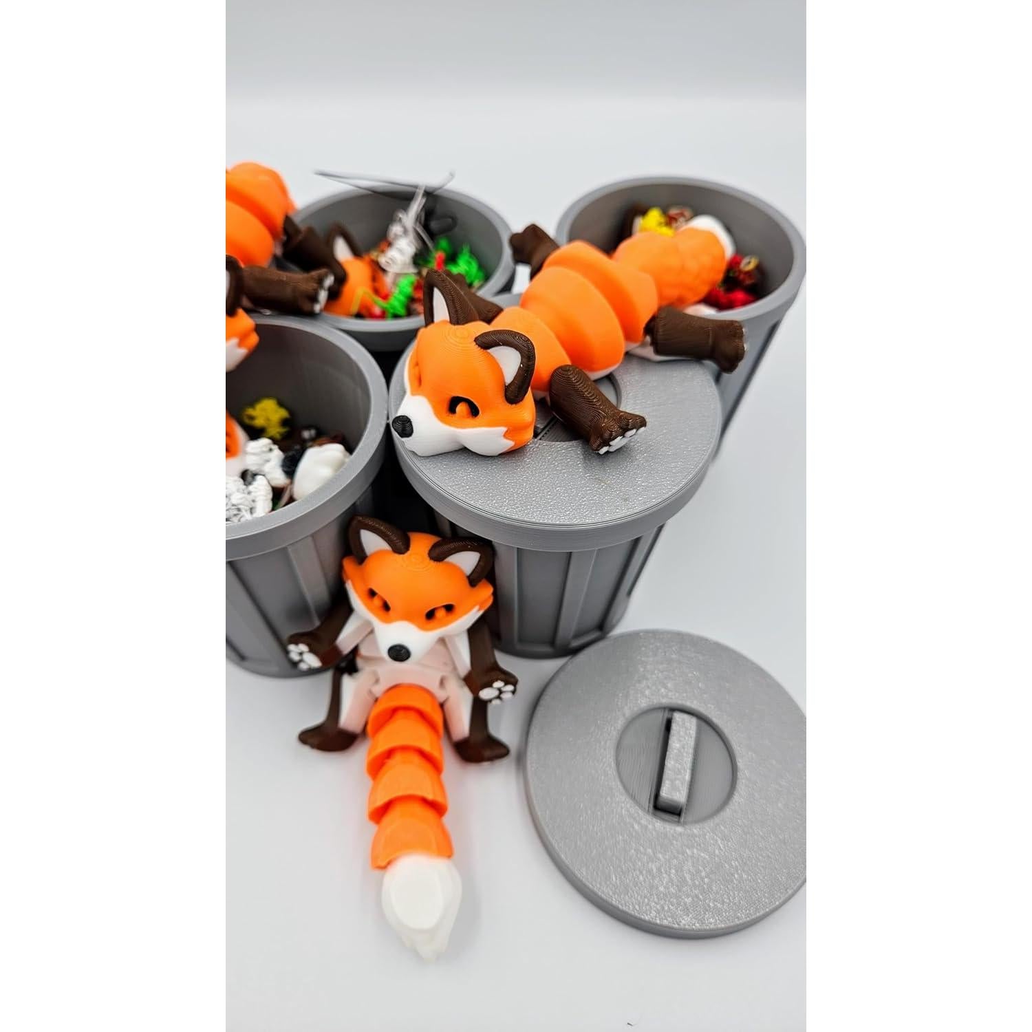 Racoon Articulado ZZ Life TRASH-FOX con Basurero 3D