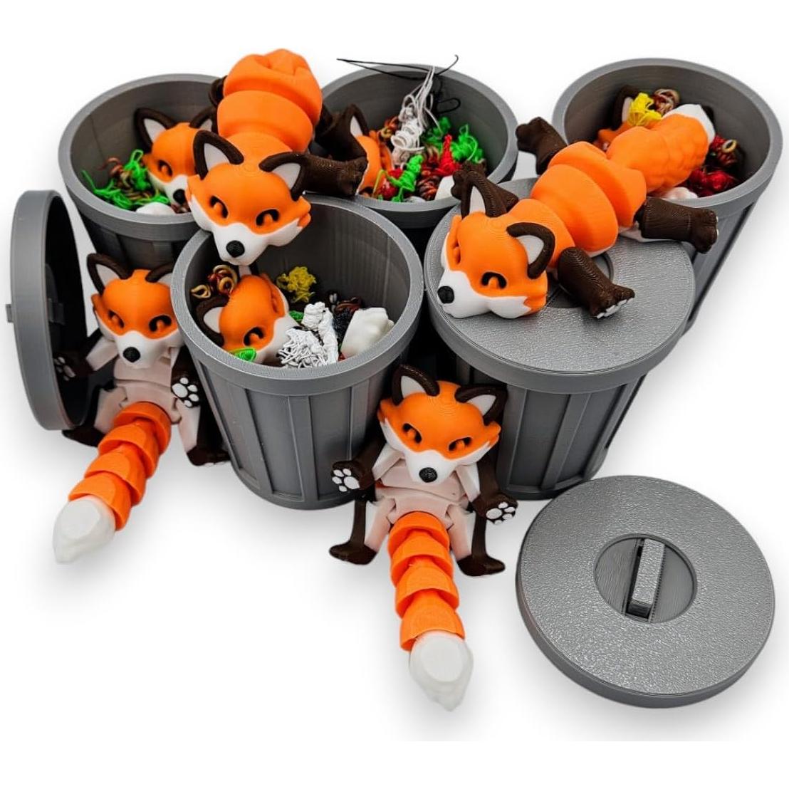 Racoon Articulado ZZ Life TRASH-FOX con Basurero 3D