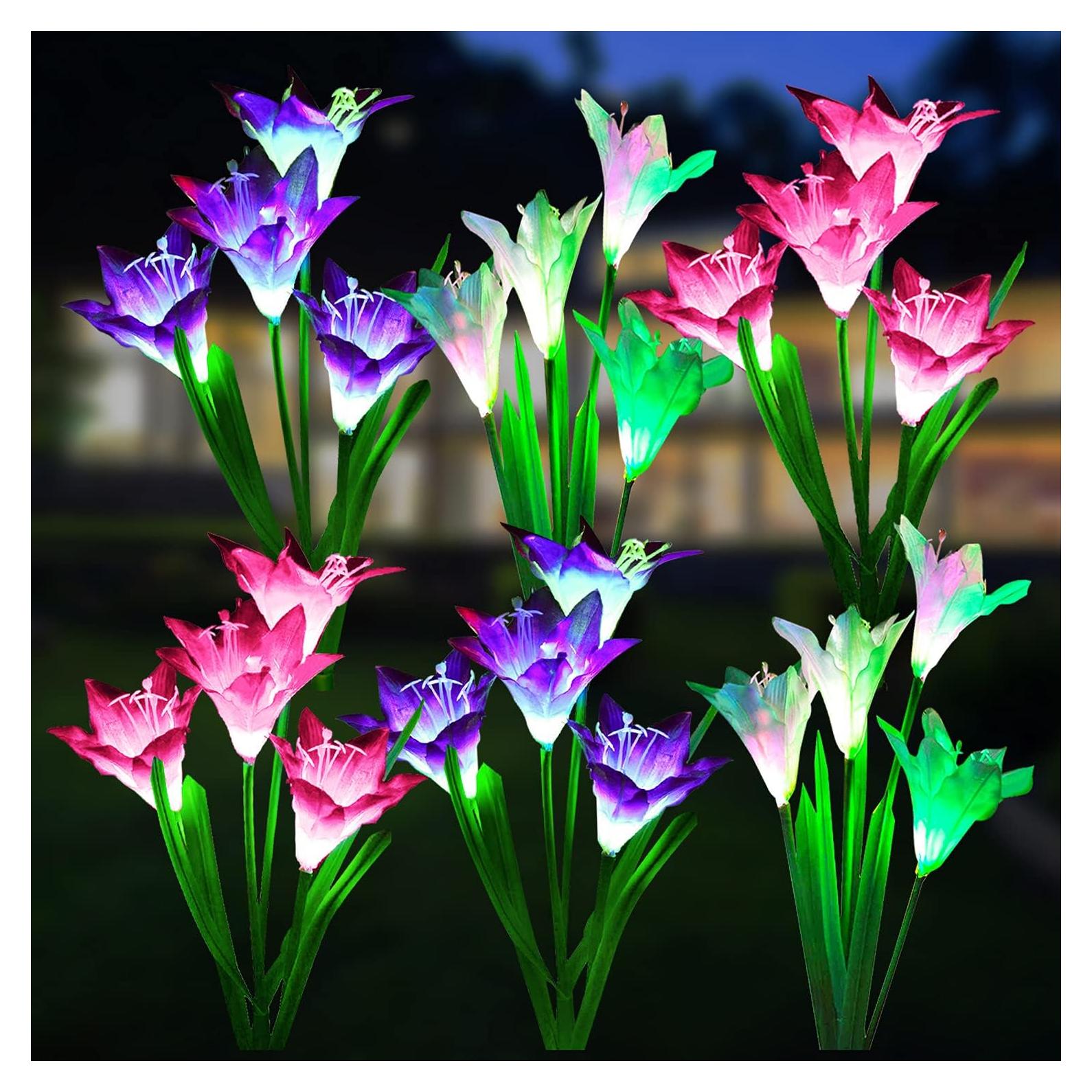 Luces Solares WdtPro 6 Piezas Jardín LED Cambiantes 7 Colores