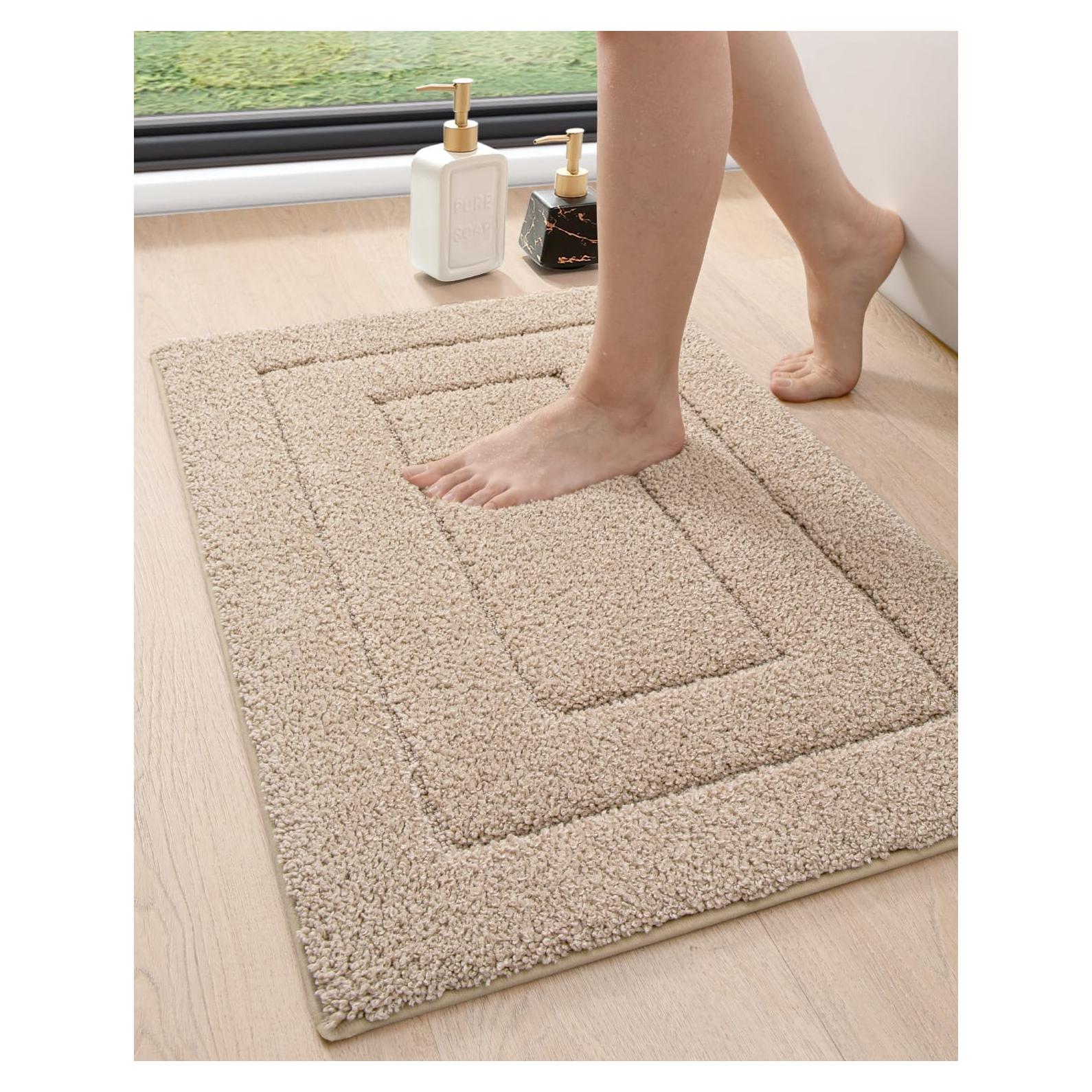 Alfombra de Baño DEXI 61x41 cm Antideslizante Beige