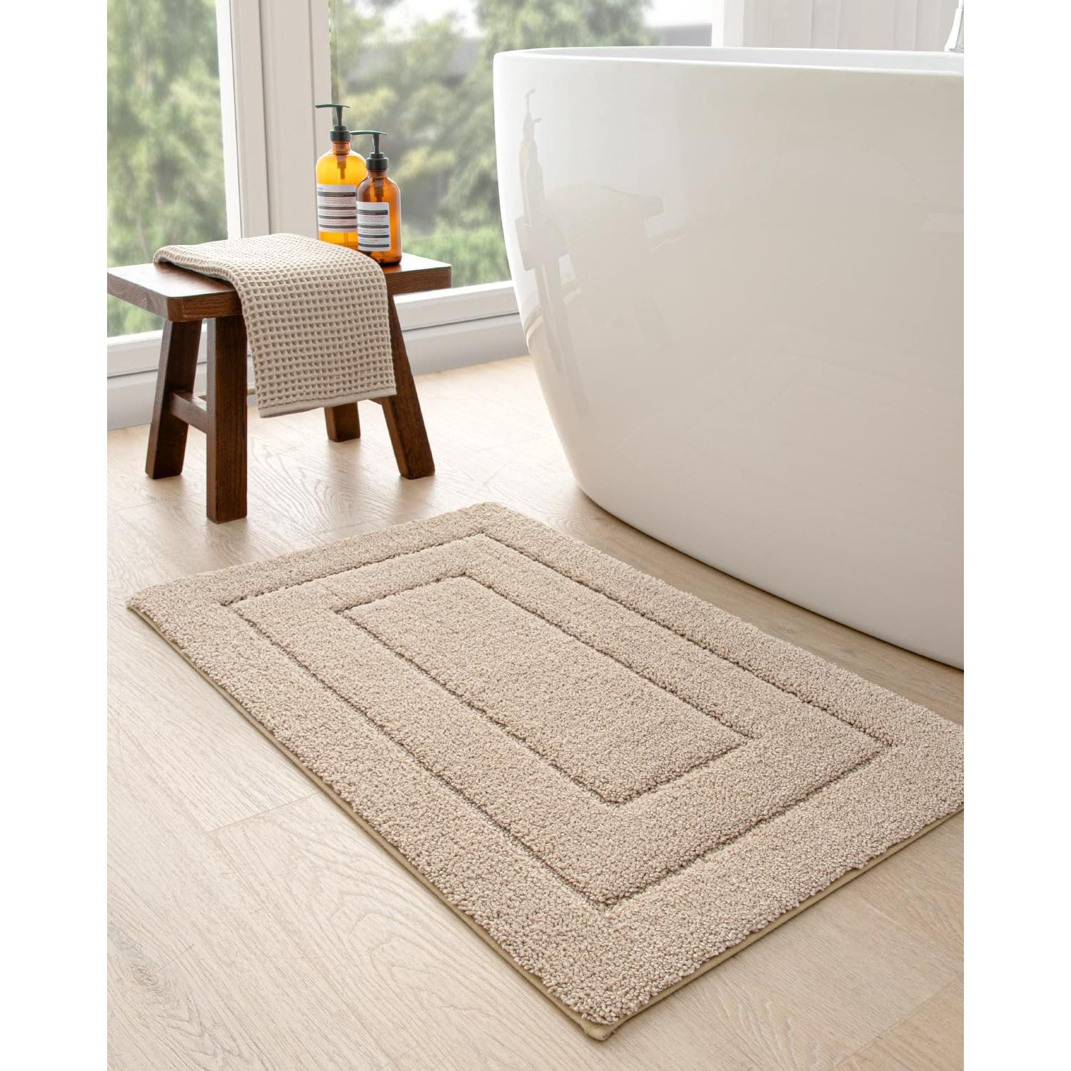 Alfombra de Baño DEXI 61x41 cm Antideslizante Beige