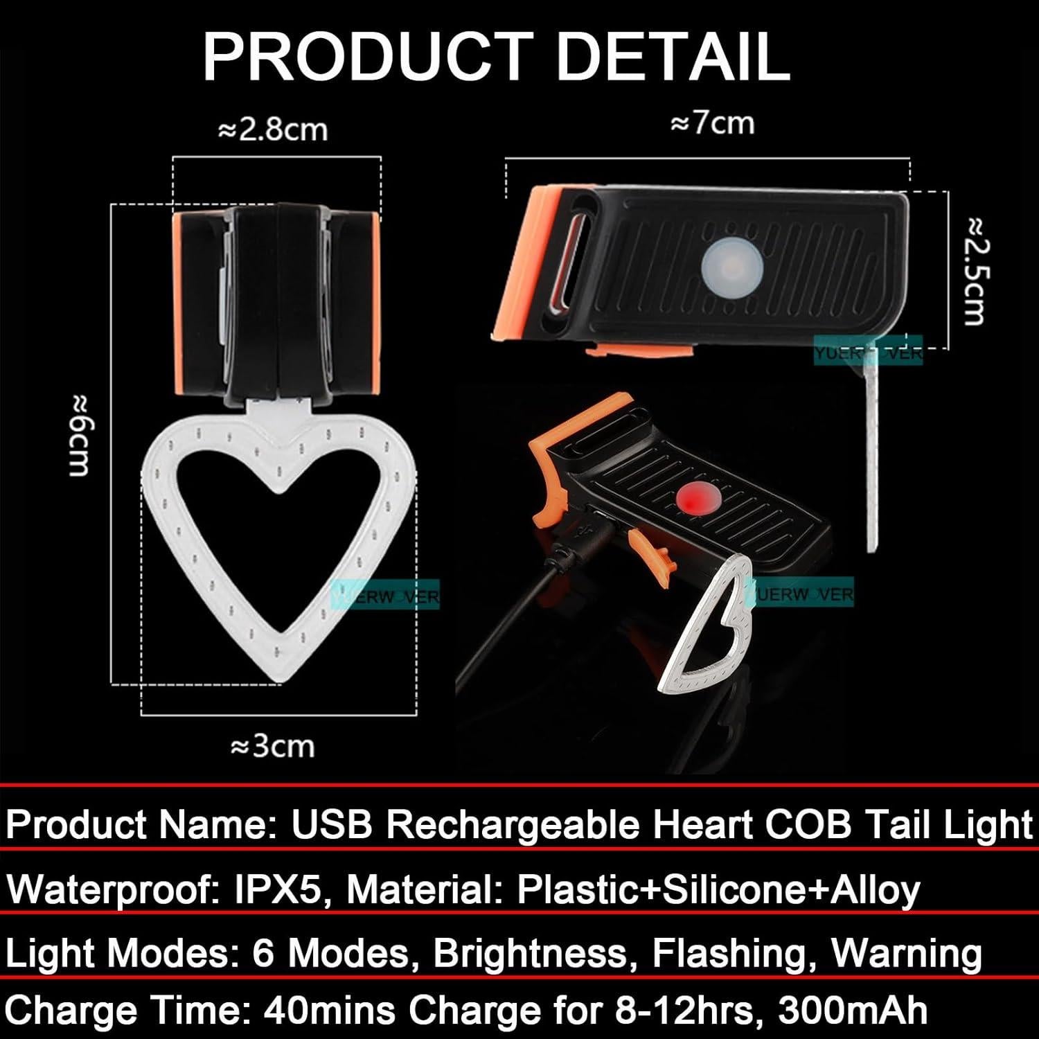 Luz Trasera LED Recargable YUERWOVER para Bicicleta IPX5