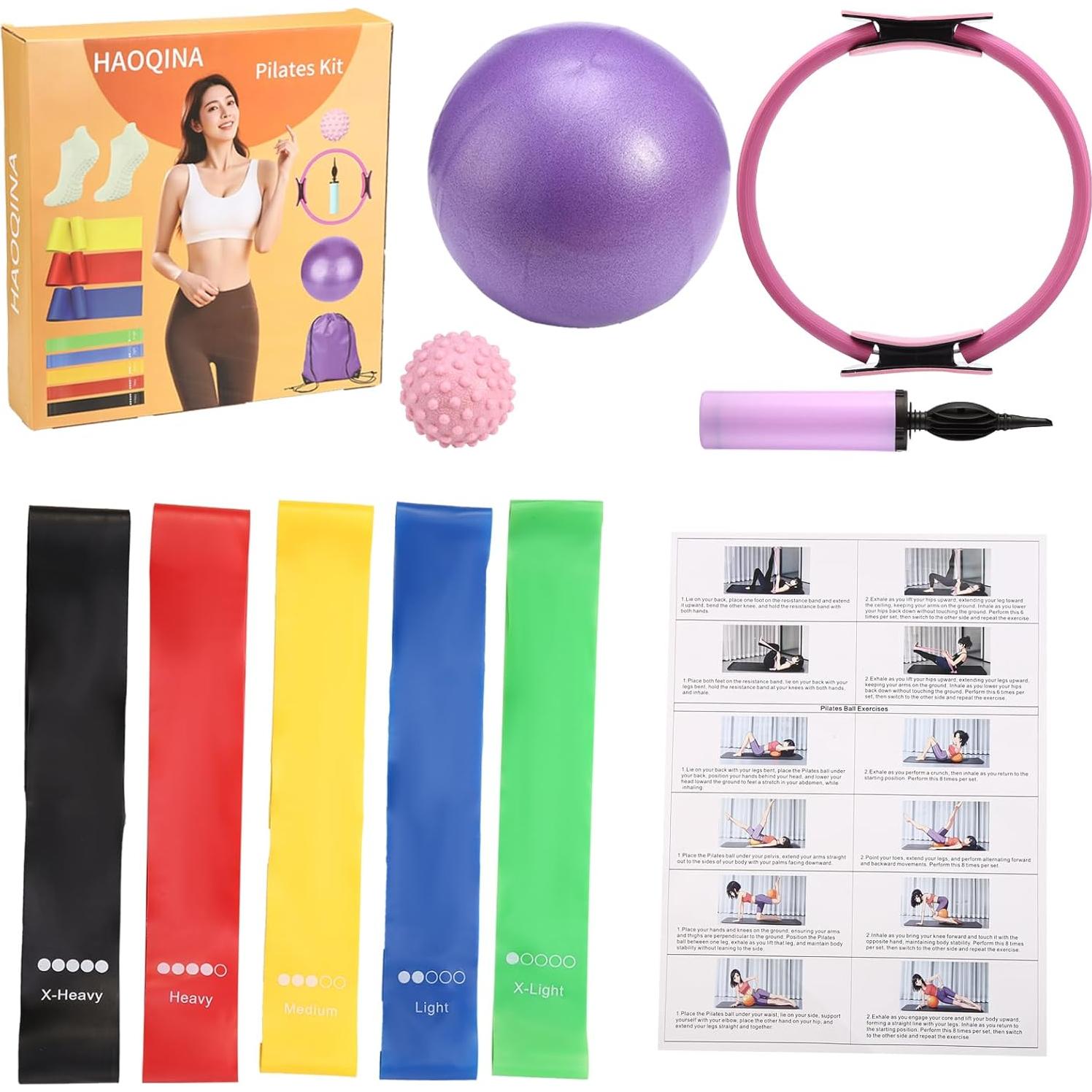 Kit Esencial de Pilates ywduoying 15 Piezas Rosa para Mujeres