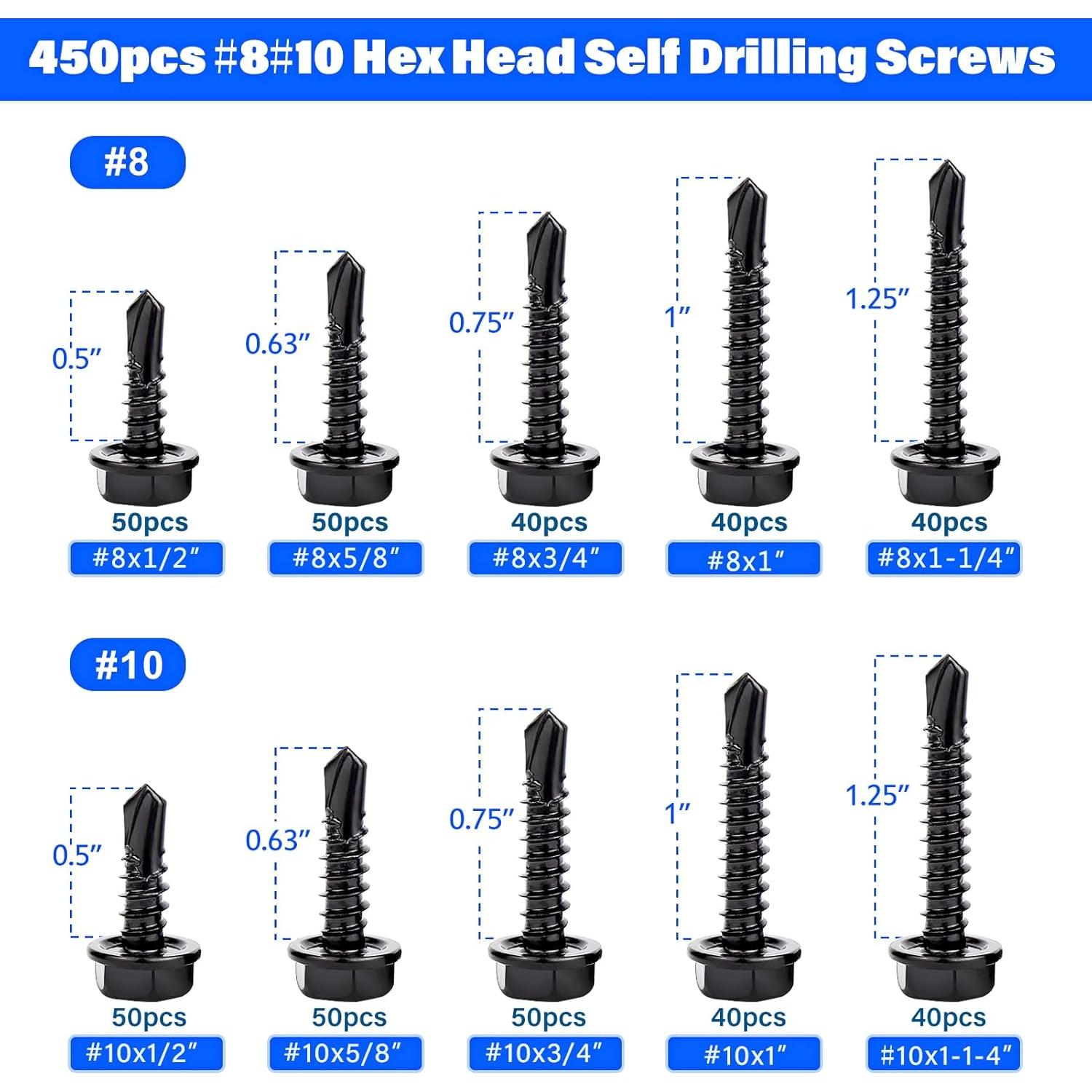 Kit de 450 Tornillos Autoperforantes Trollug Acero Inoxidable