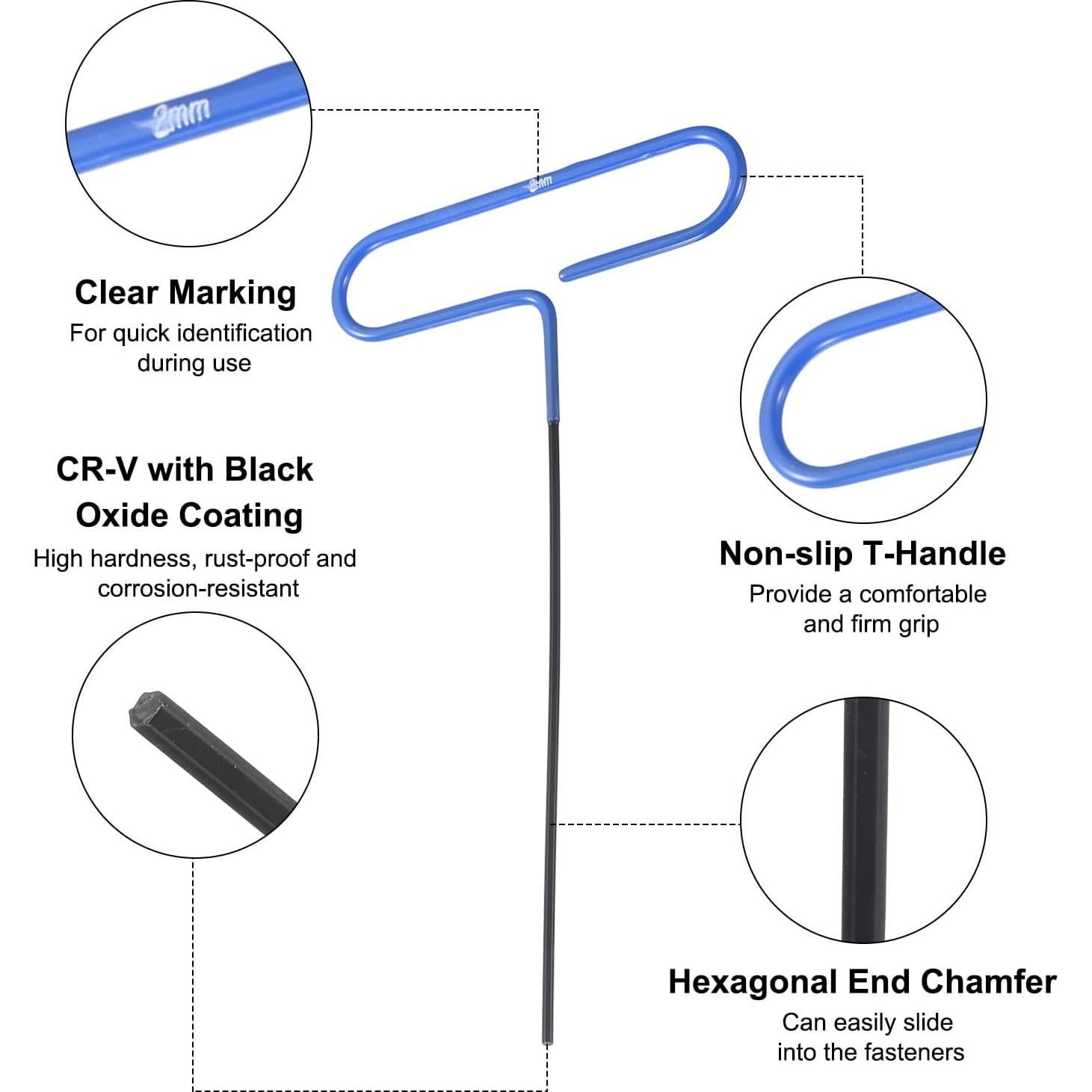 Llave Hexagonal T HARFINGTON 2mm Larga con Agarre Ergonómico