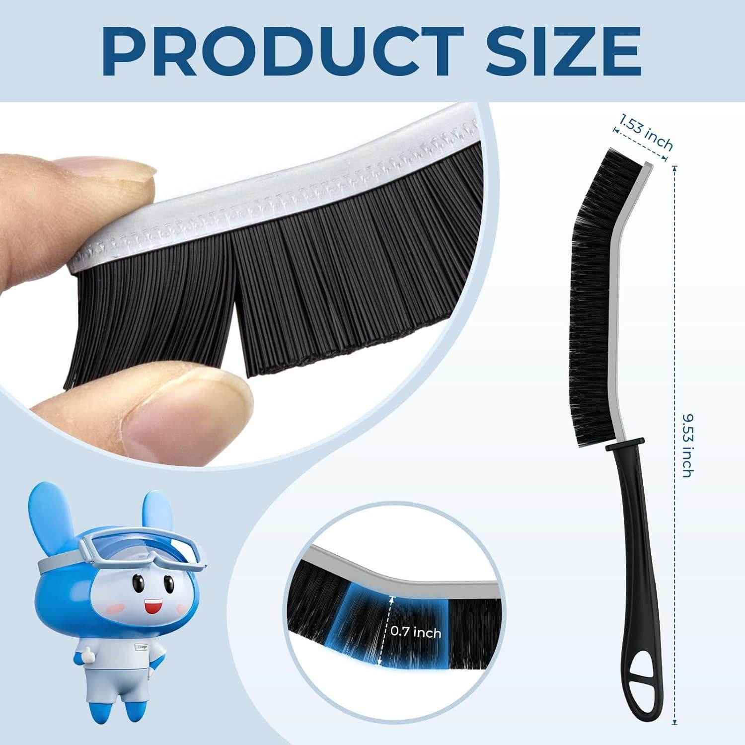 Cepillos de limpieza de ranuras CLEANGOR - 2 unidades, negro