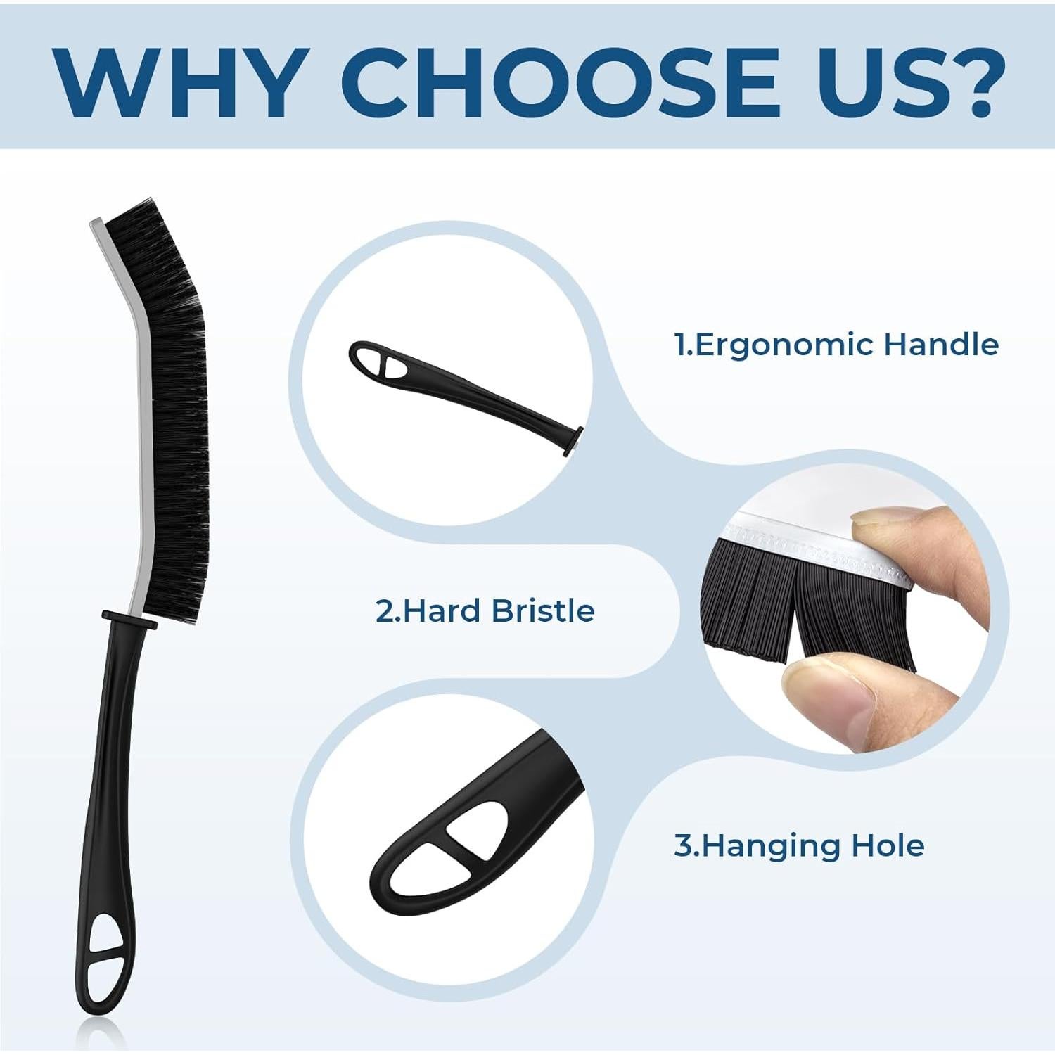 Cepillos de limpieza de ranuras CLEANGOR - 2 unidades, negro