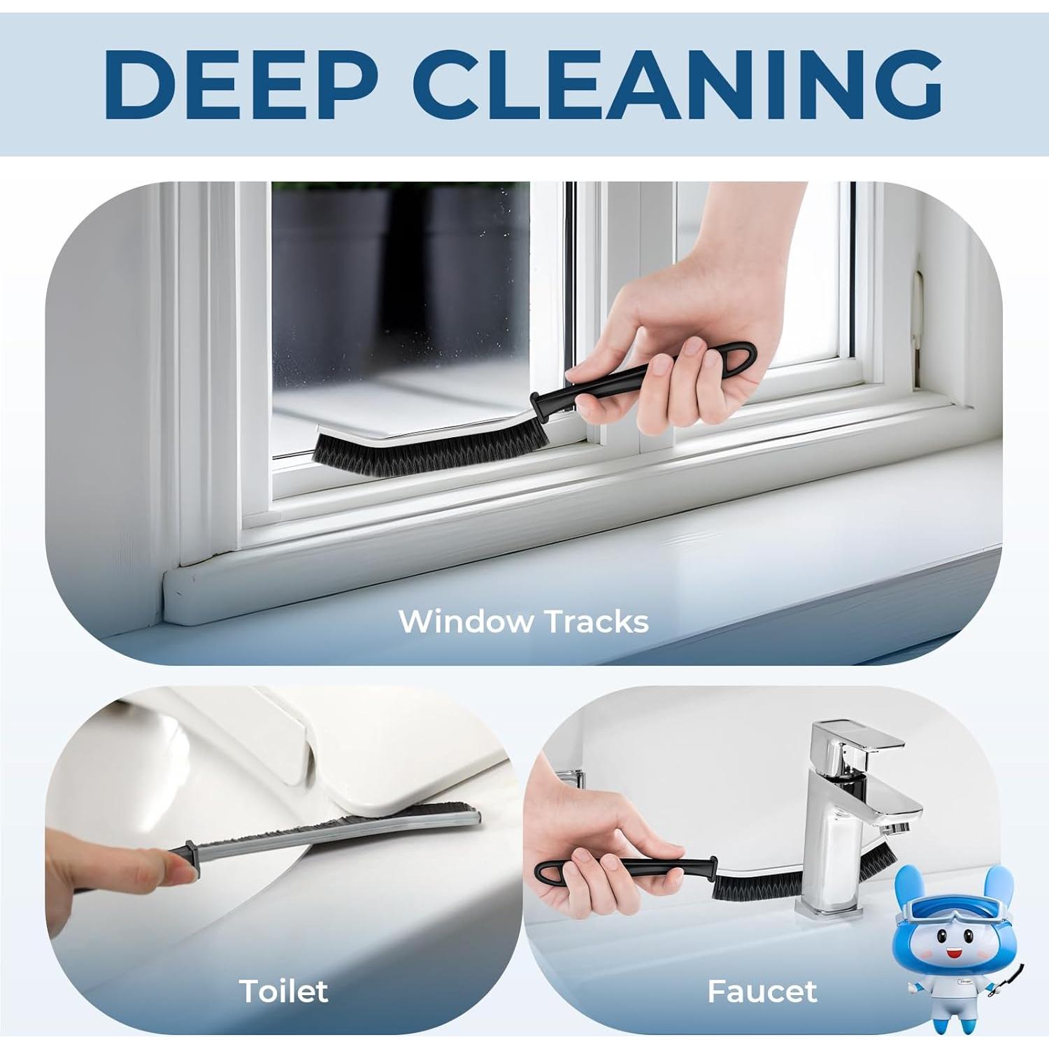 Cepillos de limpieza de ranuras CLEANGOR - 2 unidades, negro