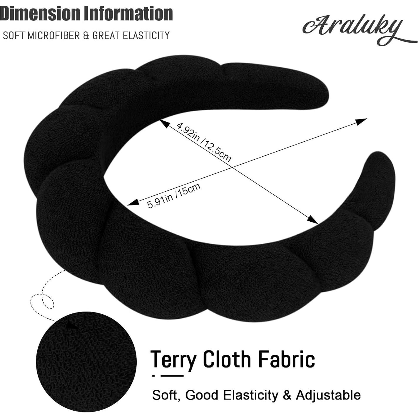 Diadema de Spa Araluky para Mujeres - Toalla y Esponja Negra