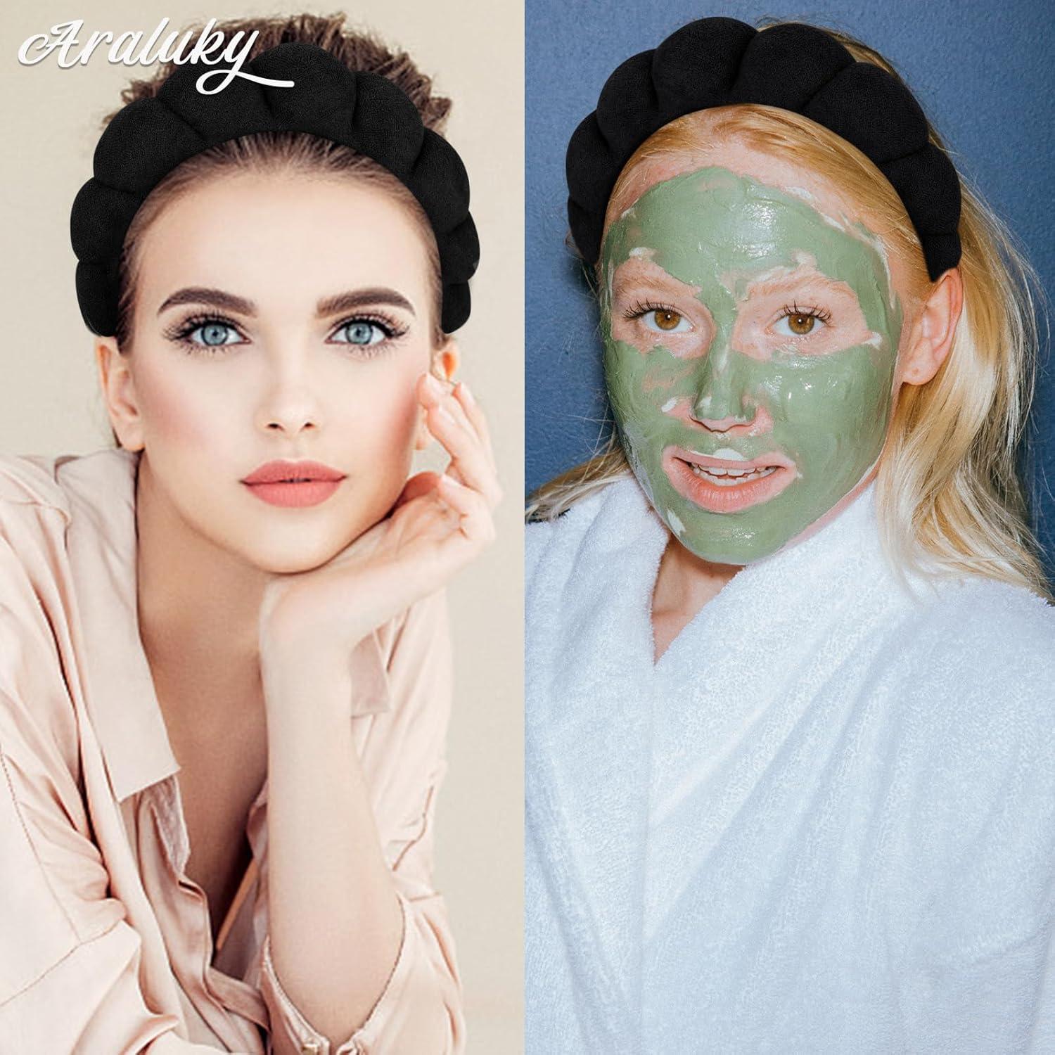 Diadema de Spa Araluky para Mujeres - Toalla y Esponja Negra