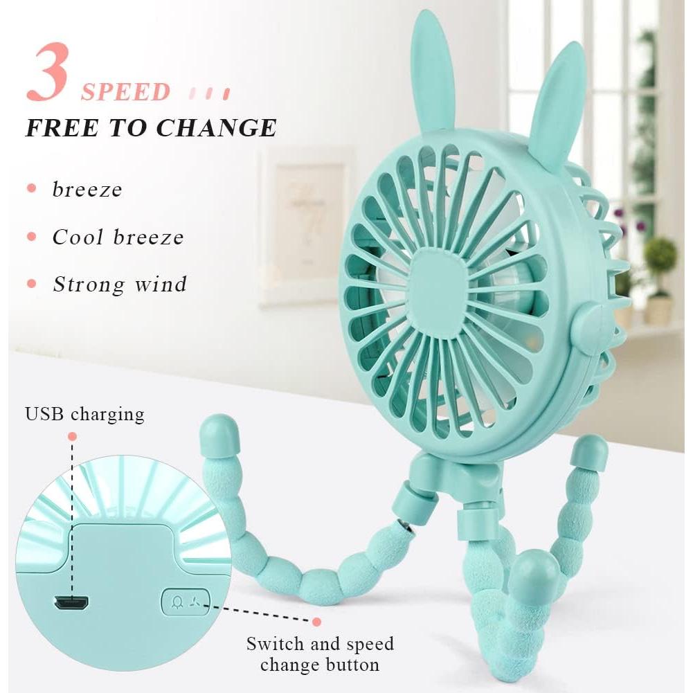 Ventilador de Cochecito Keweis con Trípode Flexible Azul