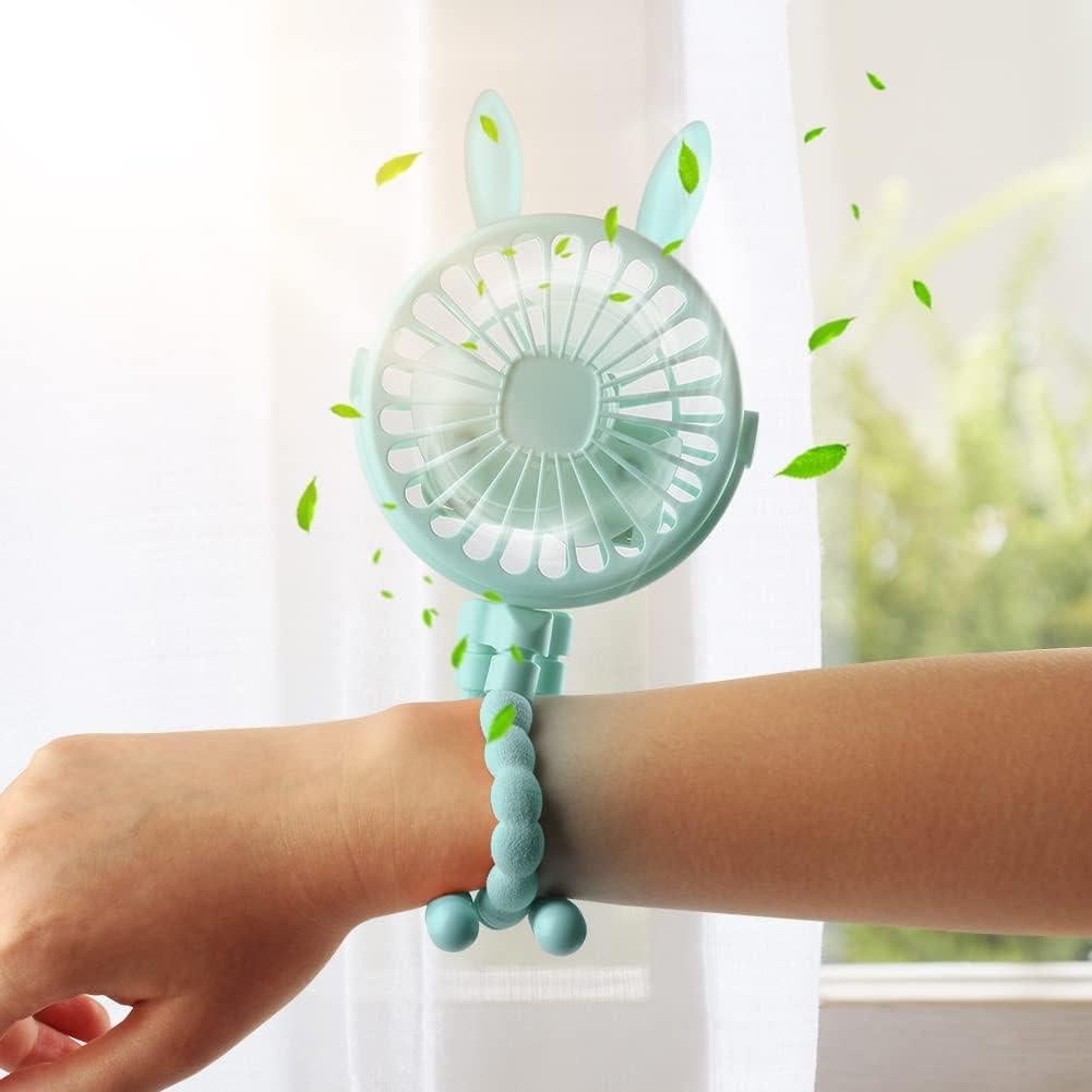 Ventilador de Cochecito Keweis con Trípode Flexible Azul