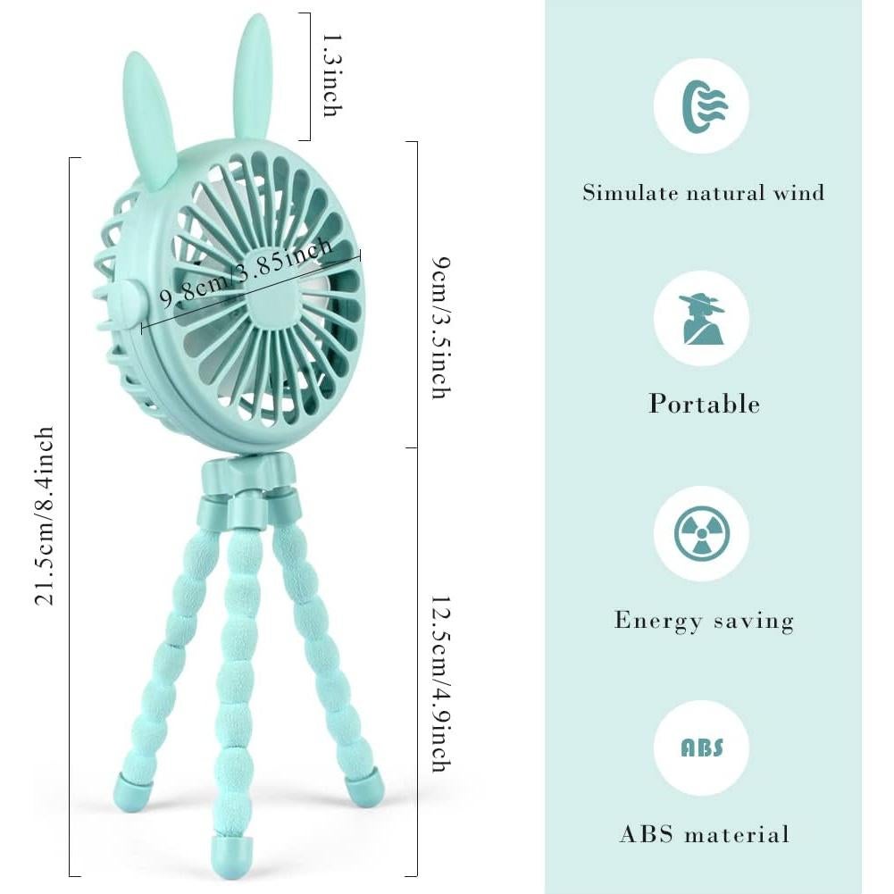 Ventilador de Cochecito Keweis con Trípode Flexible Azul