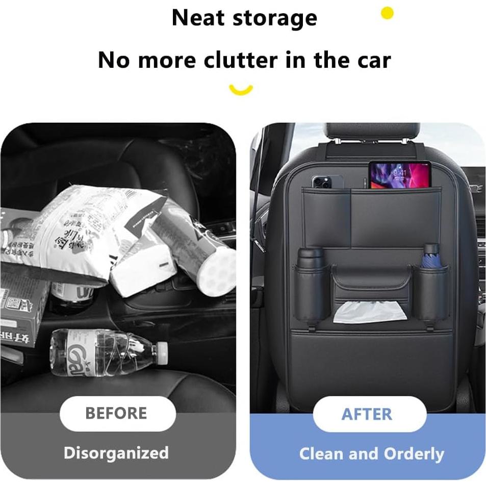 Organizador de Asiento Trasero Tumecos SND12 - Cuero Negro