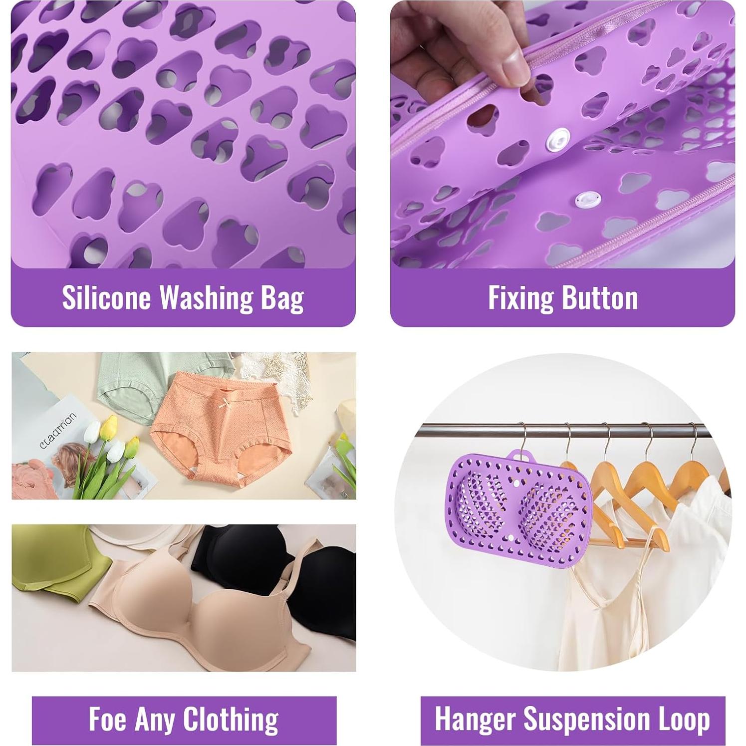 Bolsa de Lavado de Sujetadores MAYZOLOP de Silicona Púrpura