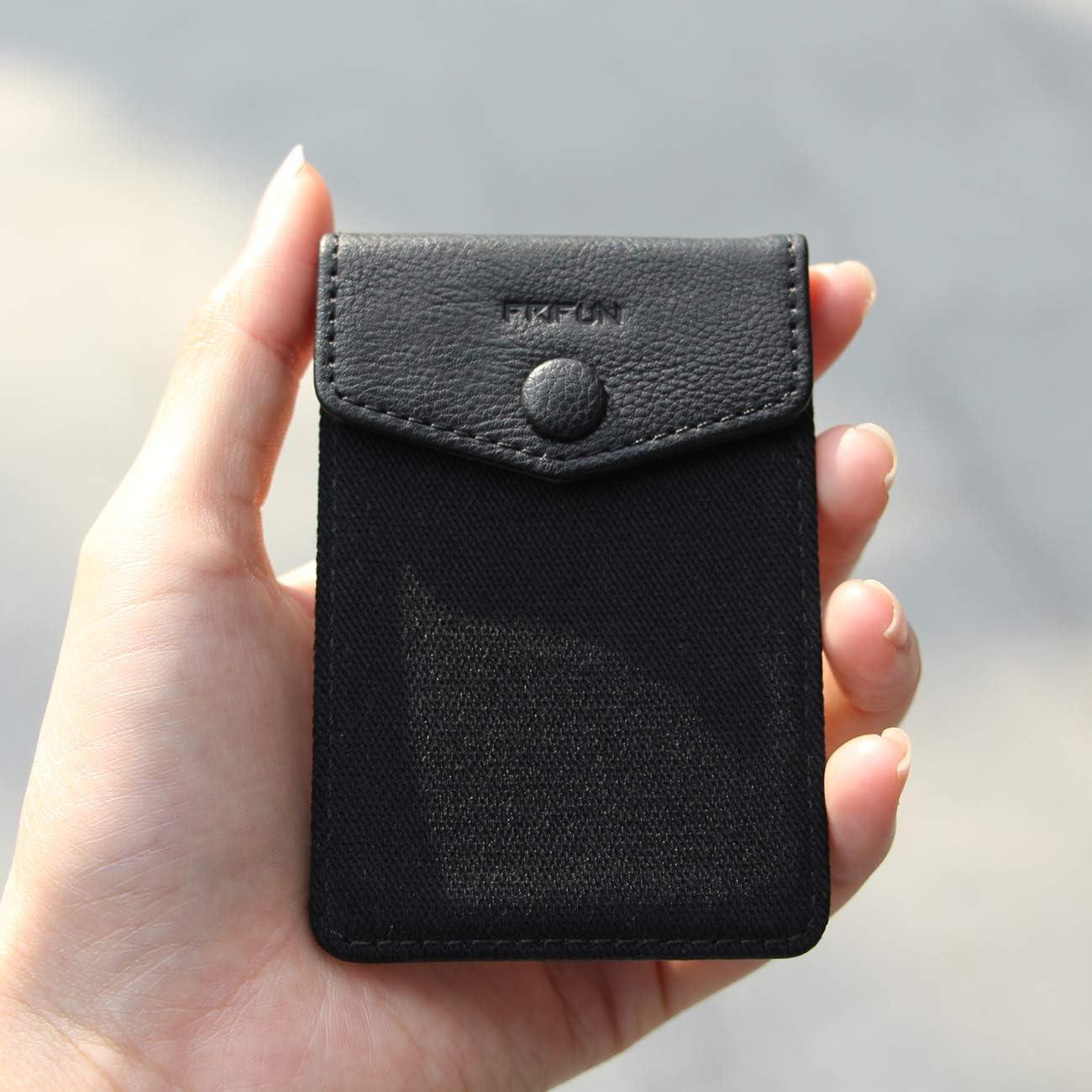 Billetera de cuero autoadhesiva FRIFUN para tarjetas - Negro