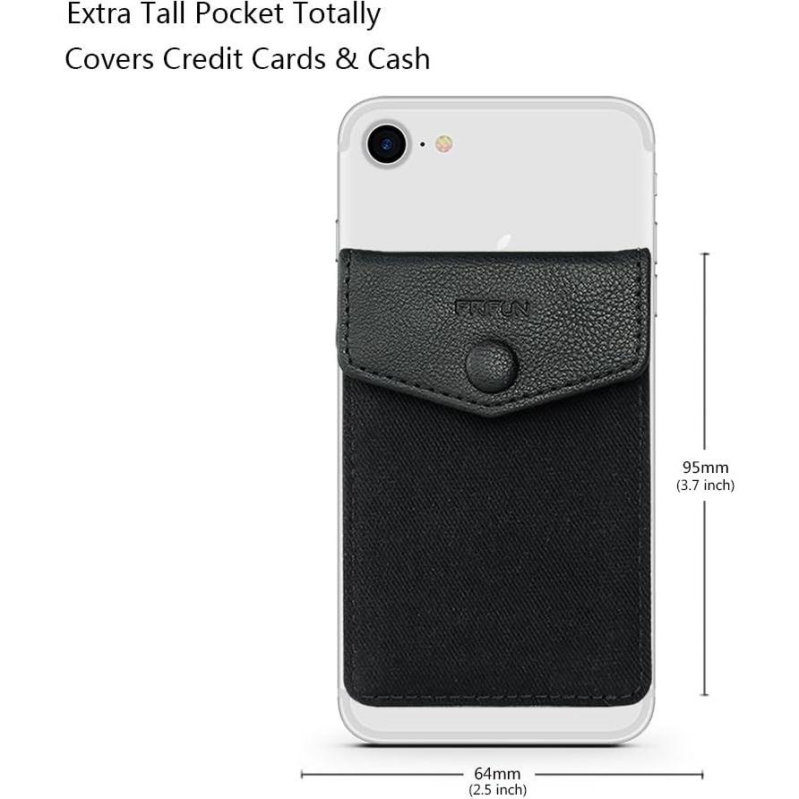 Billetera de cuero autoadhesiva FRIFUN para tarjetas - Negro